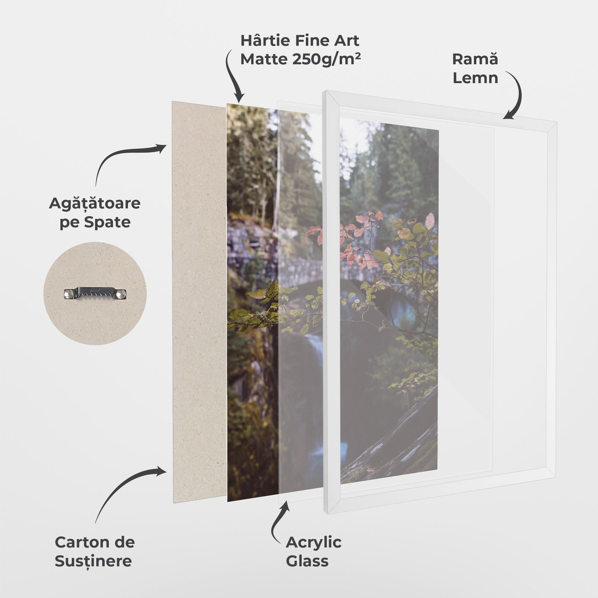 Poster Înrămat Waterfall Bringe Red Leaves mockup 1