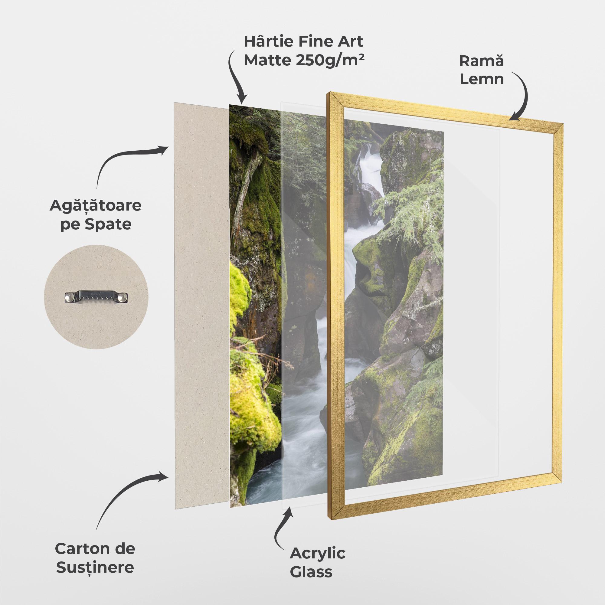 Poster Înrămat Water Falling Forest mockup 1