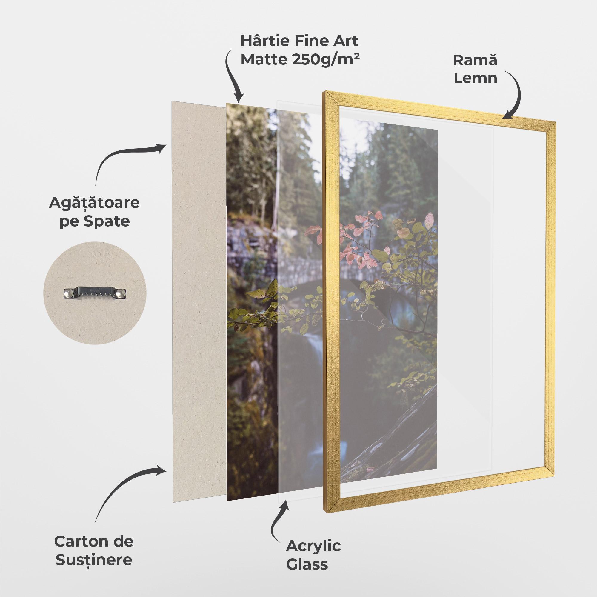 Poster Înrămat Waterfall Bringe Red Leaves mockup 1