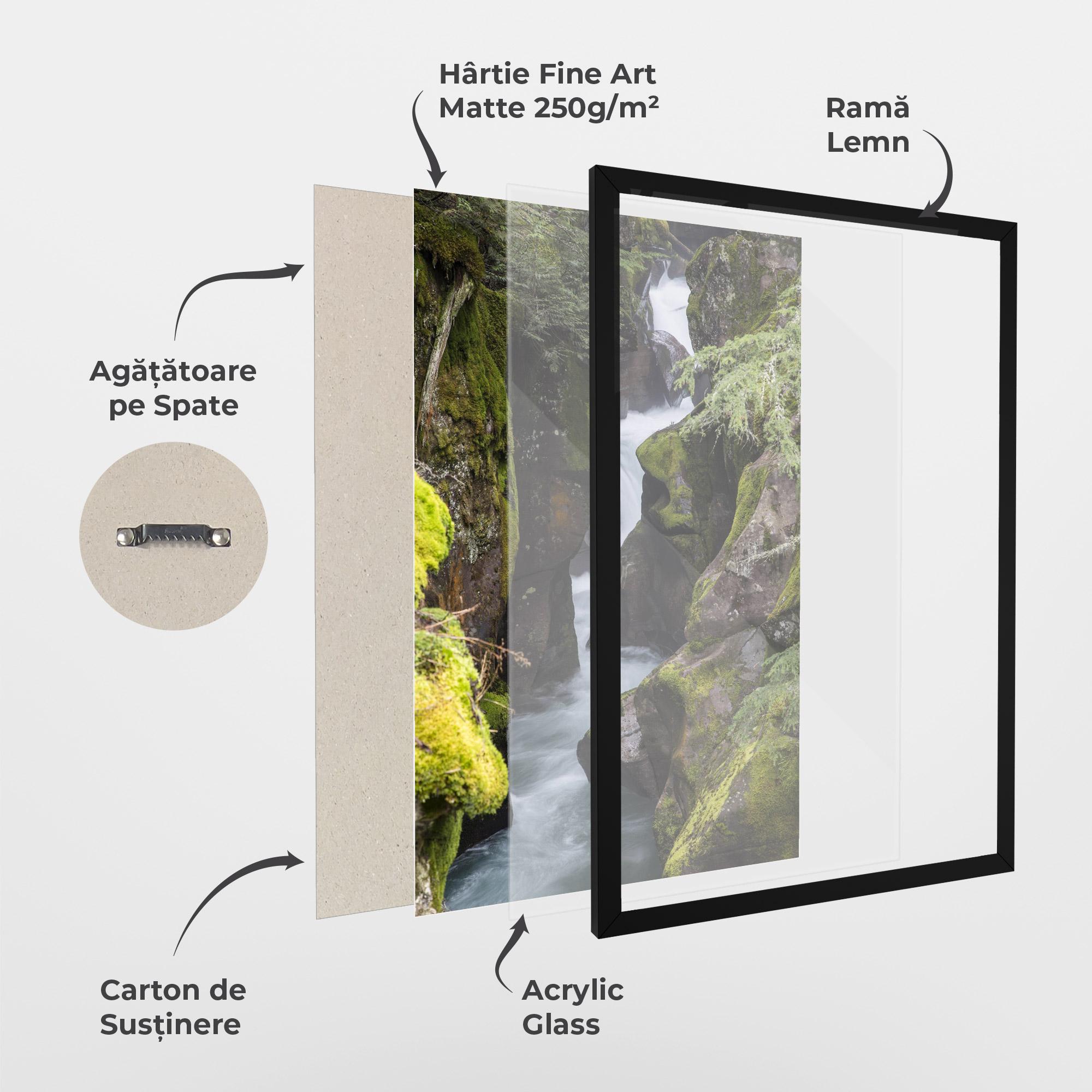 Poster Înrămat Water Falling Forest mockup 1