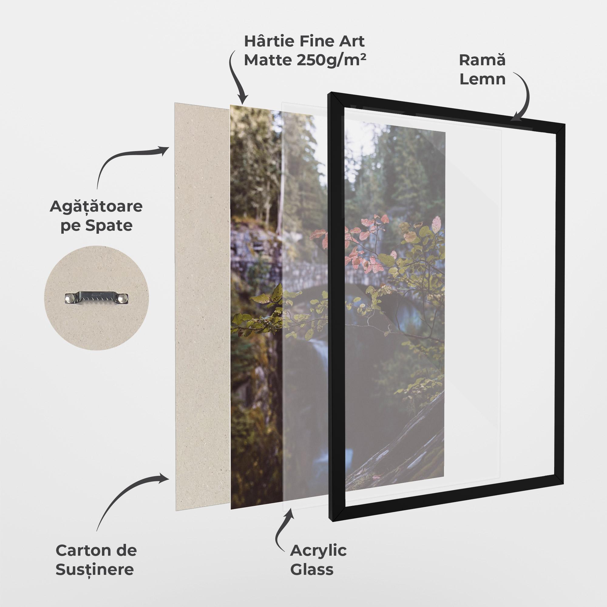 Poster Înrămat Waterfall Bringe Red Leaves mockup 1