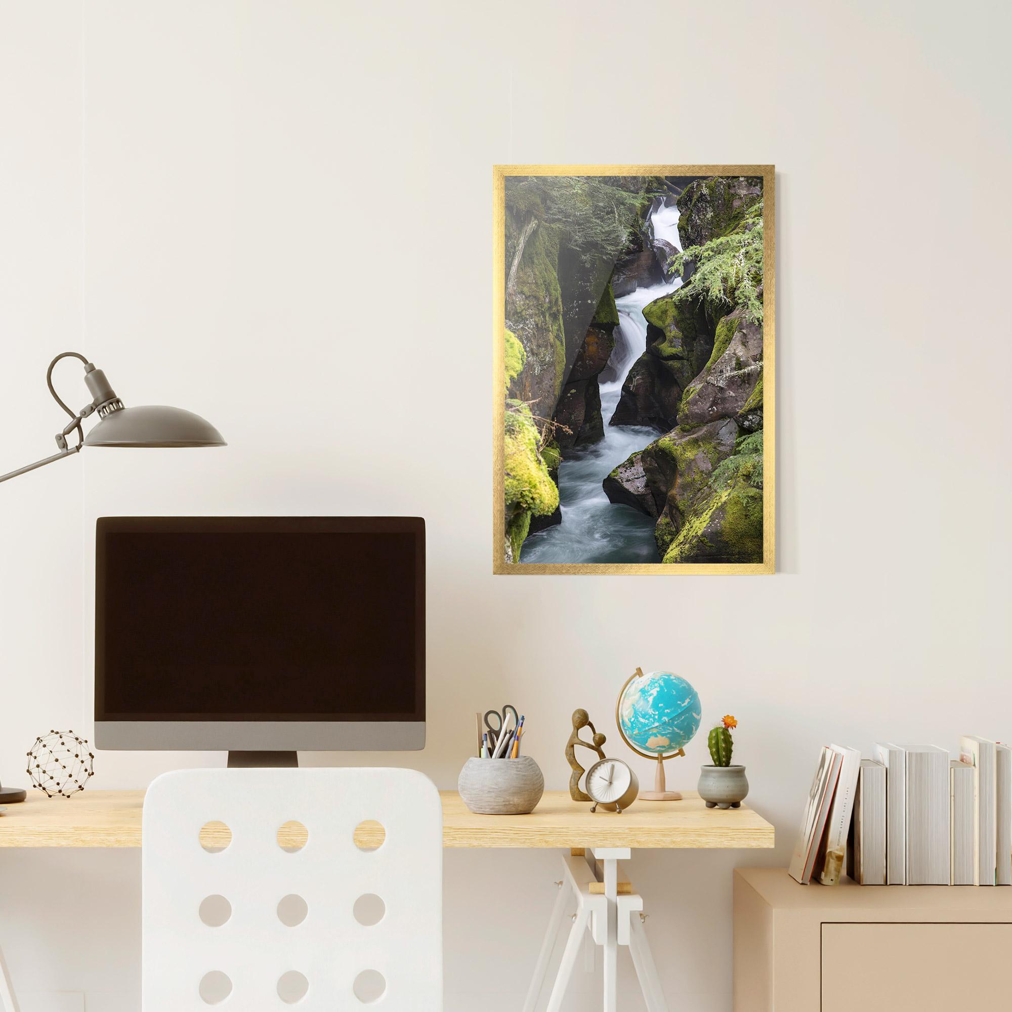 Poster Înrămat Water Falling Forest mockup 6
