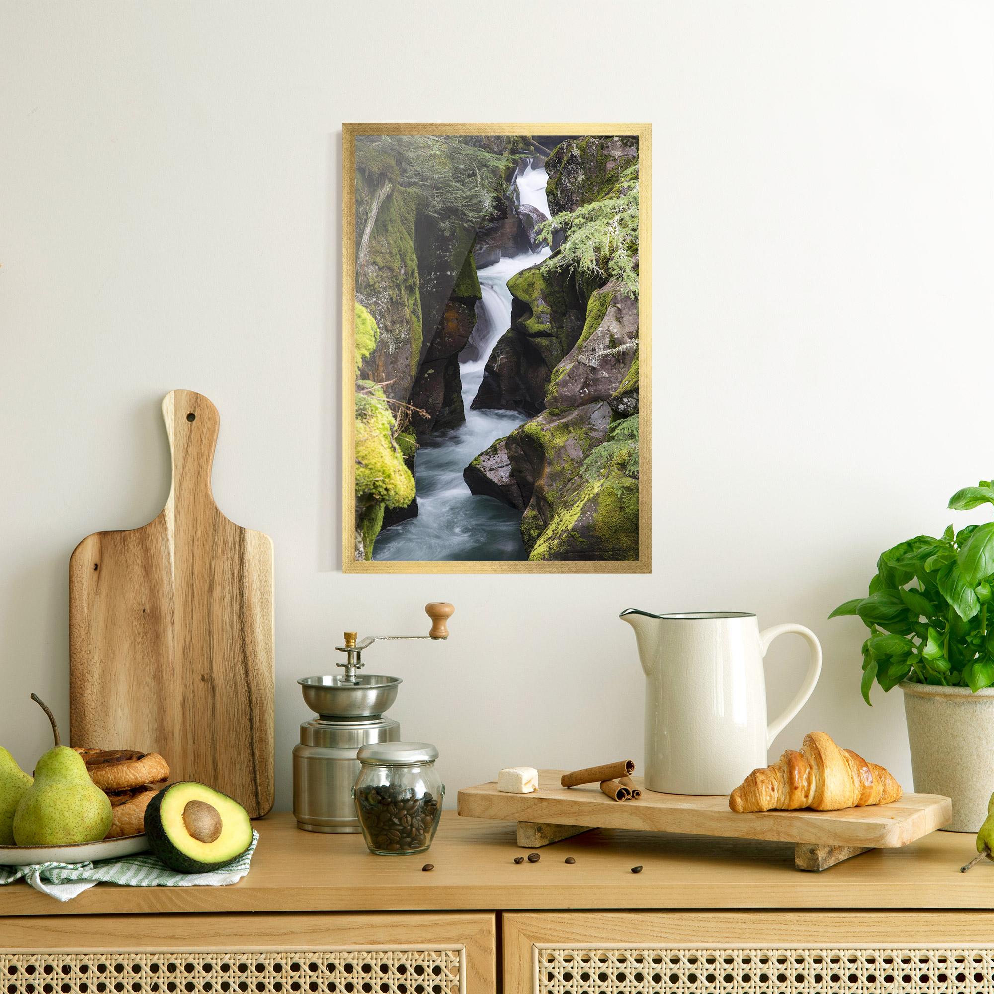 Poster Înrămat Water Falling Forest mockup 8