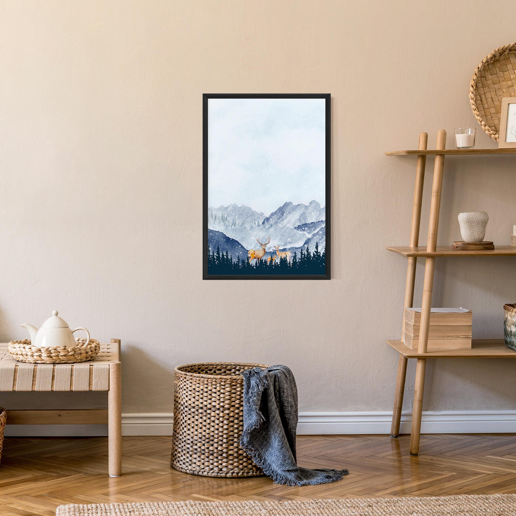 Poster Înrămat Winter Deers mockup 9