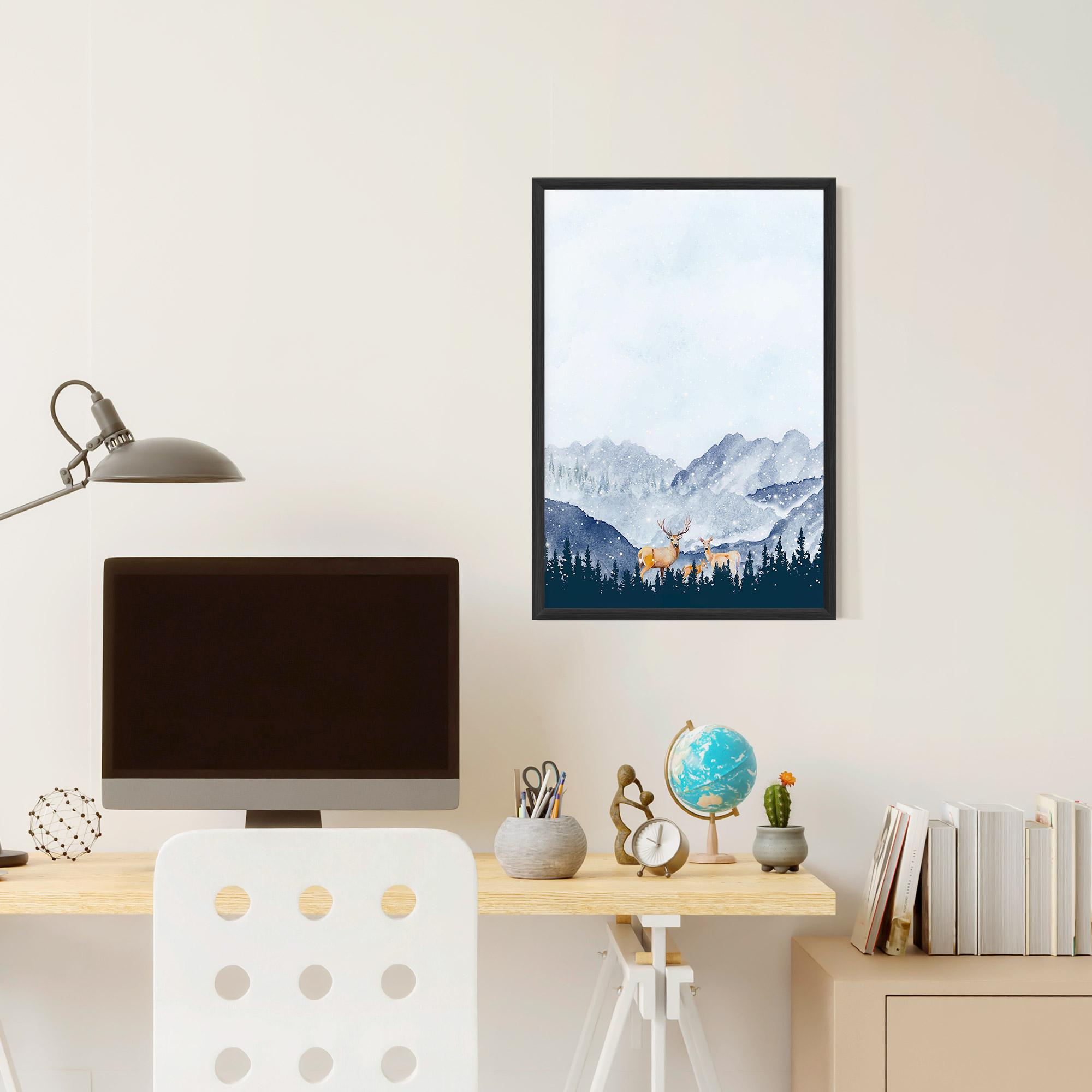 Poster Înrămat Winter Deers mockup 6