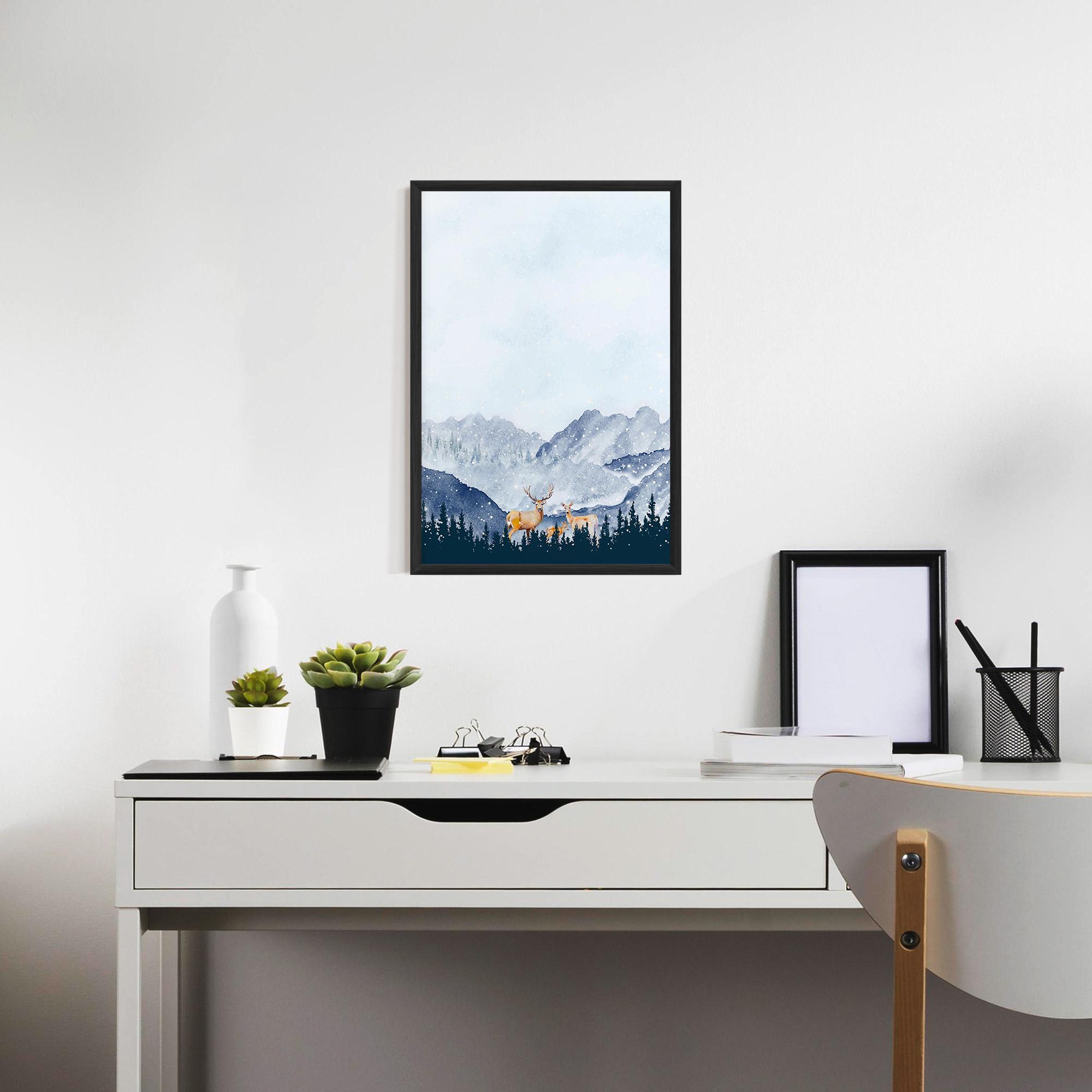 Poster Înrămat Winter Deers mockup 7