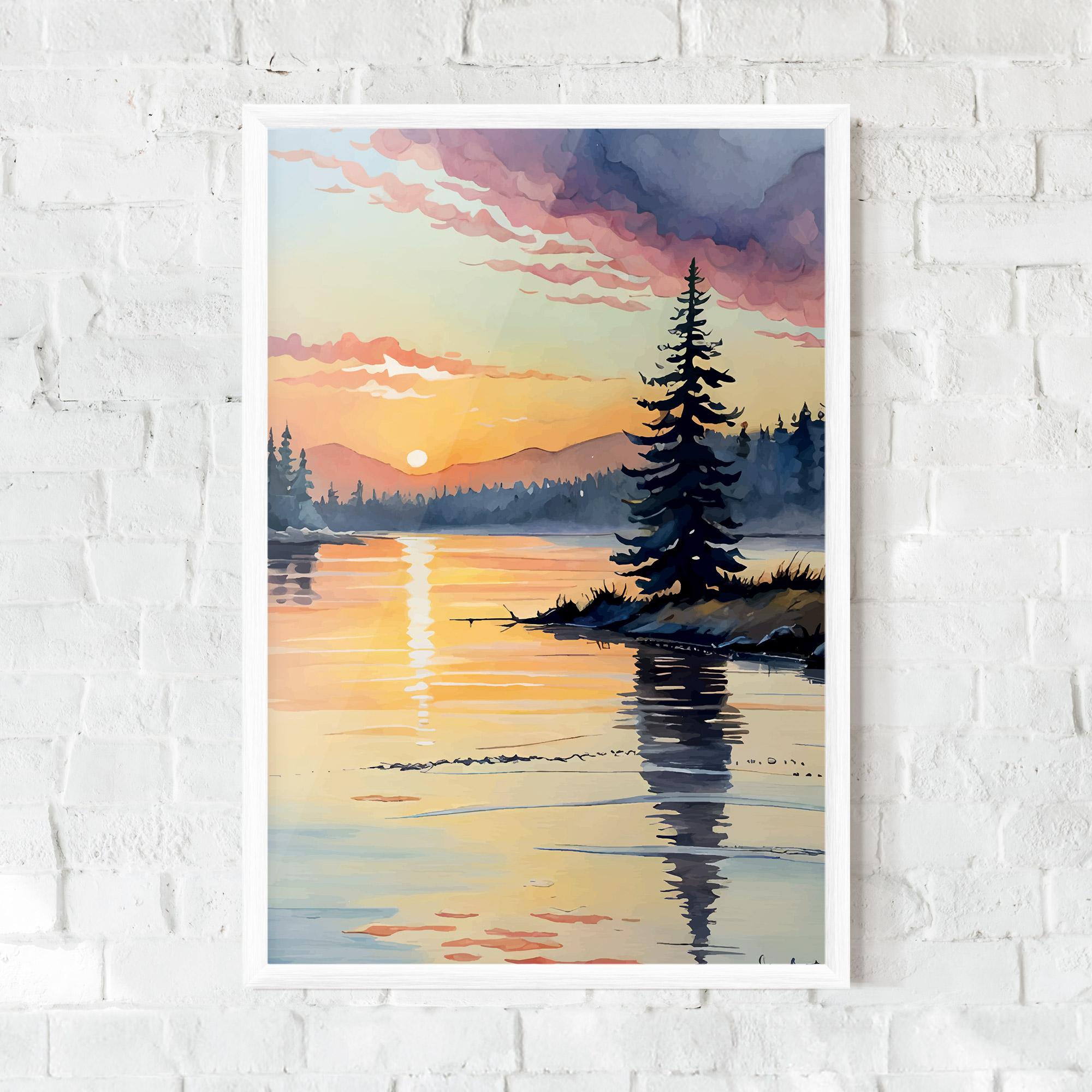 Poster Înrămat Tree Shadow Lake mockup 0