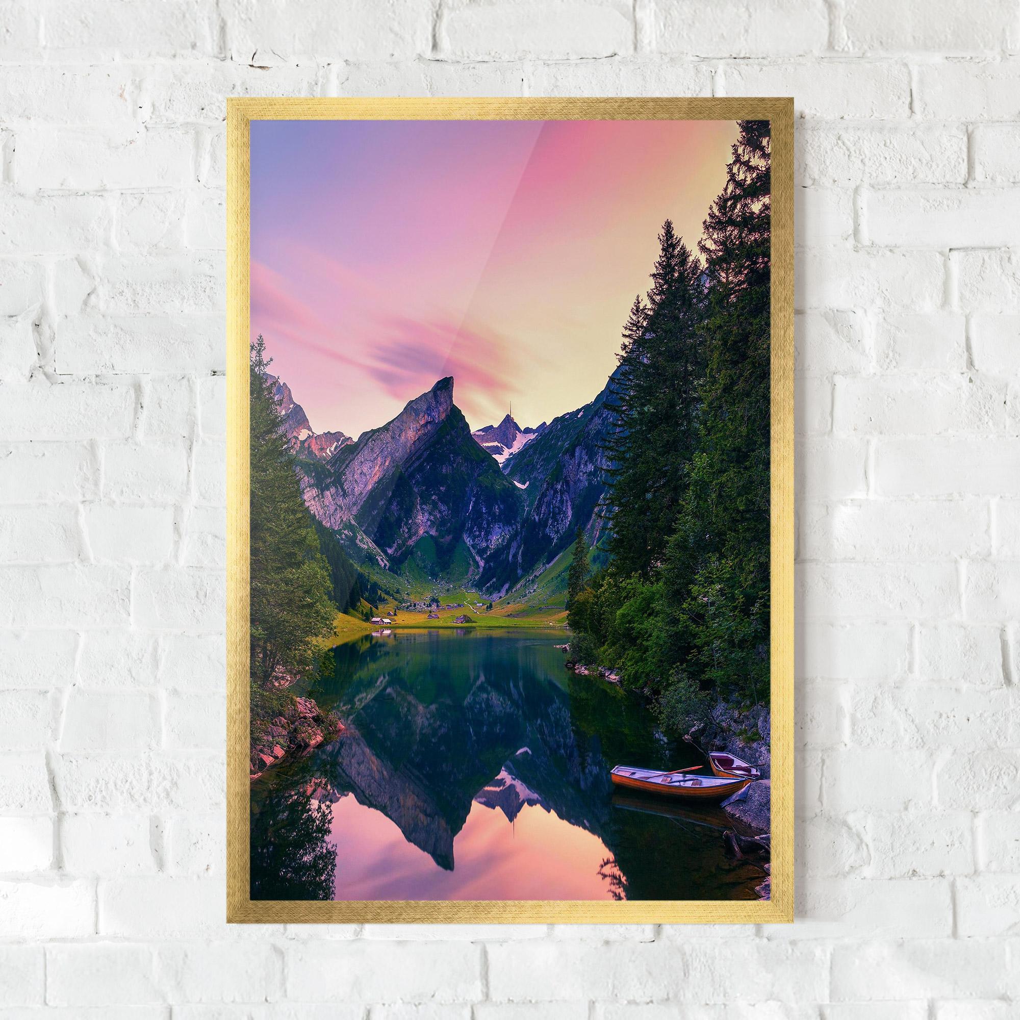 Poster Înrămat Purple Sunset Lake mockup 0