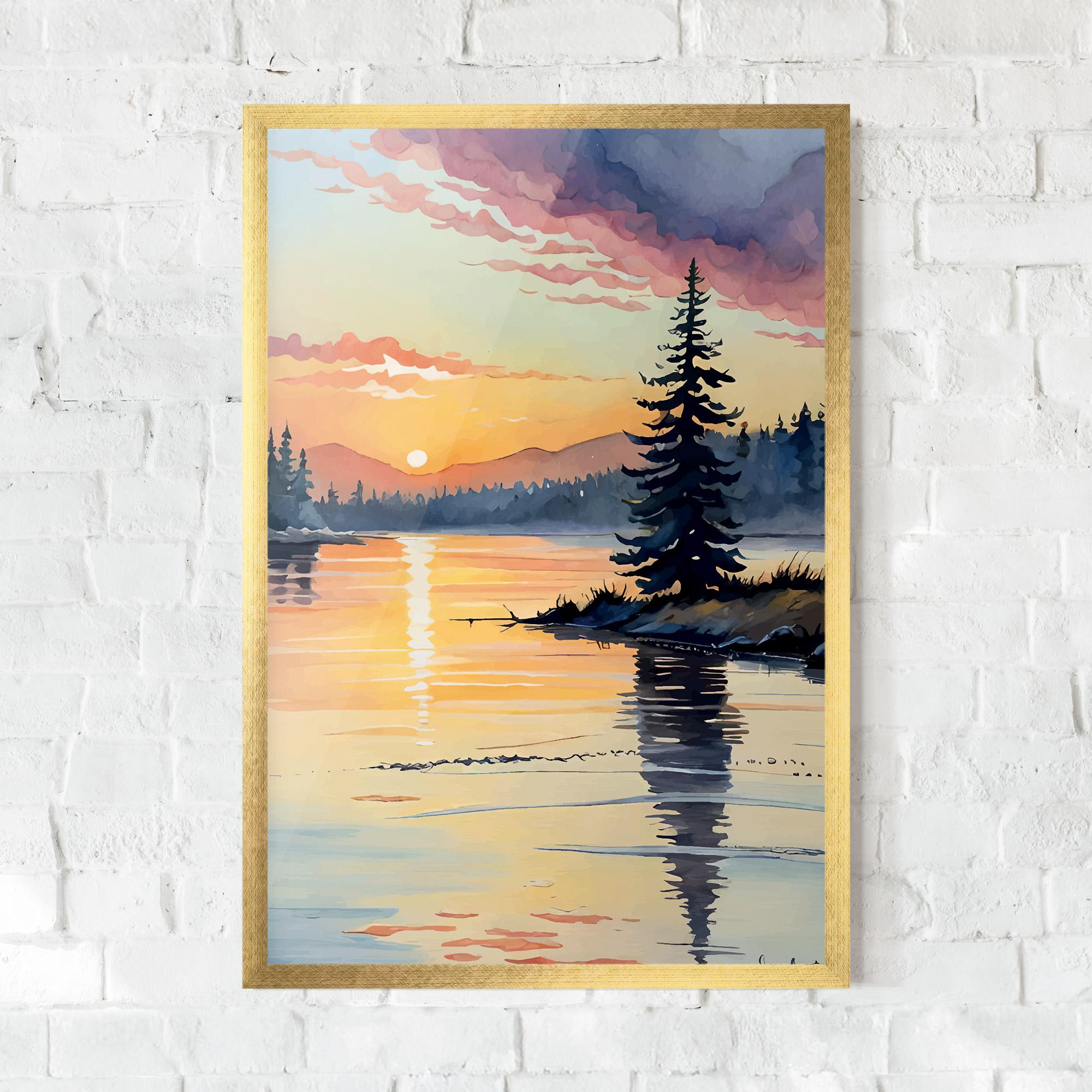 Poster Înrămat Tree Shadow Lake mockup 0