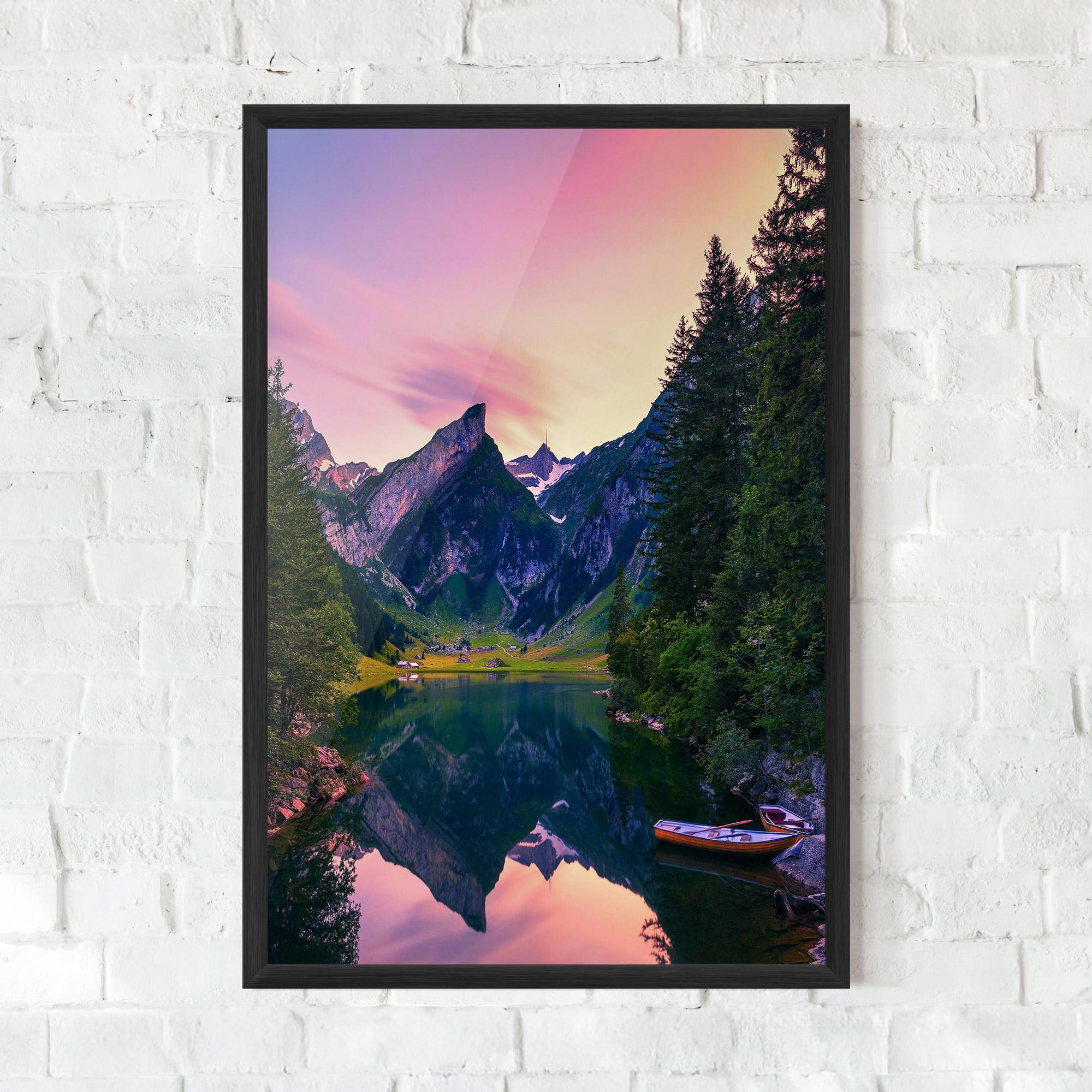 Poster Înrămat Purple Sunset Lake mockup 0