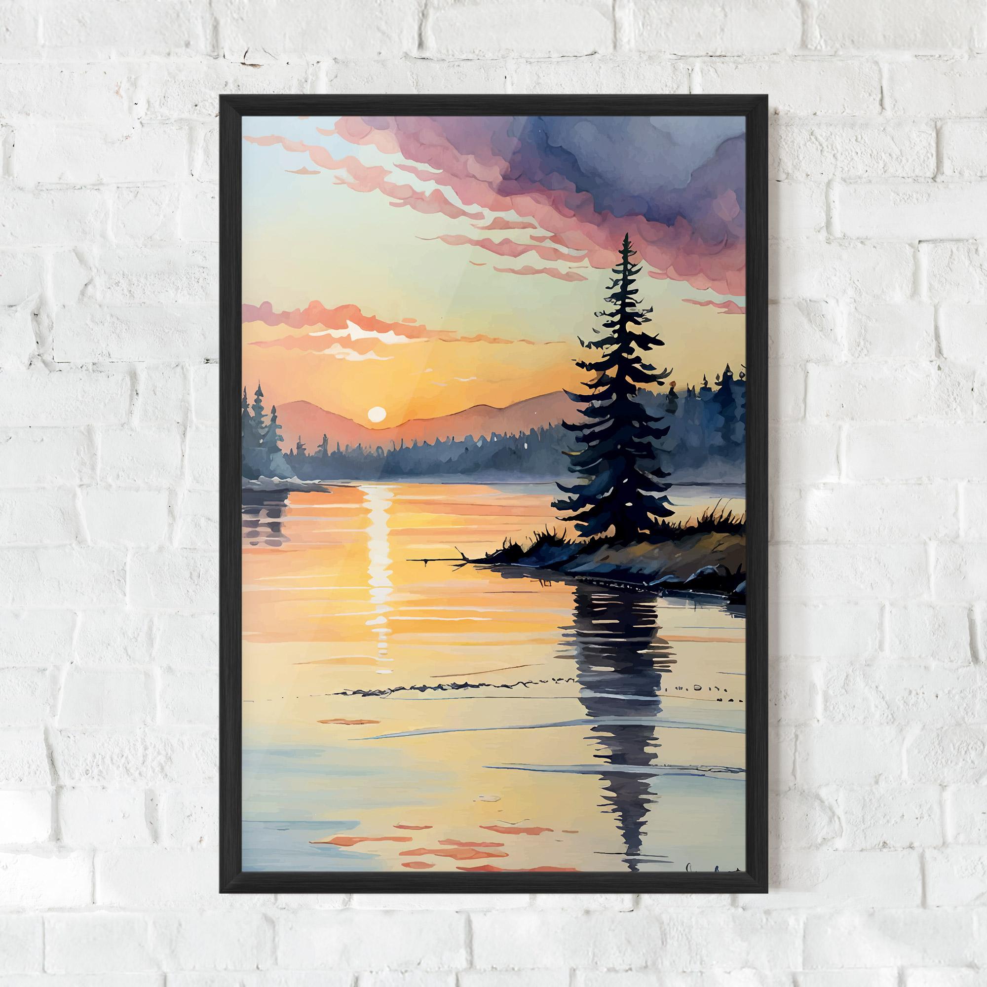 Poster Înrămat Tree Shadow Lake mockup 0