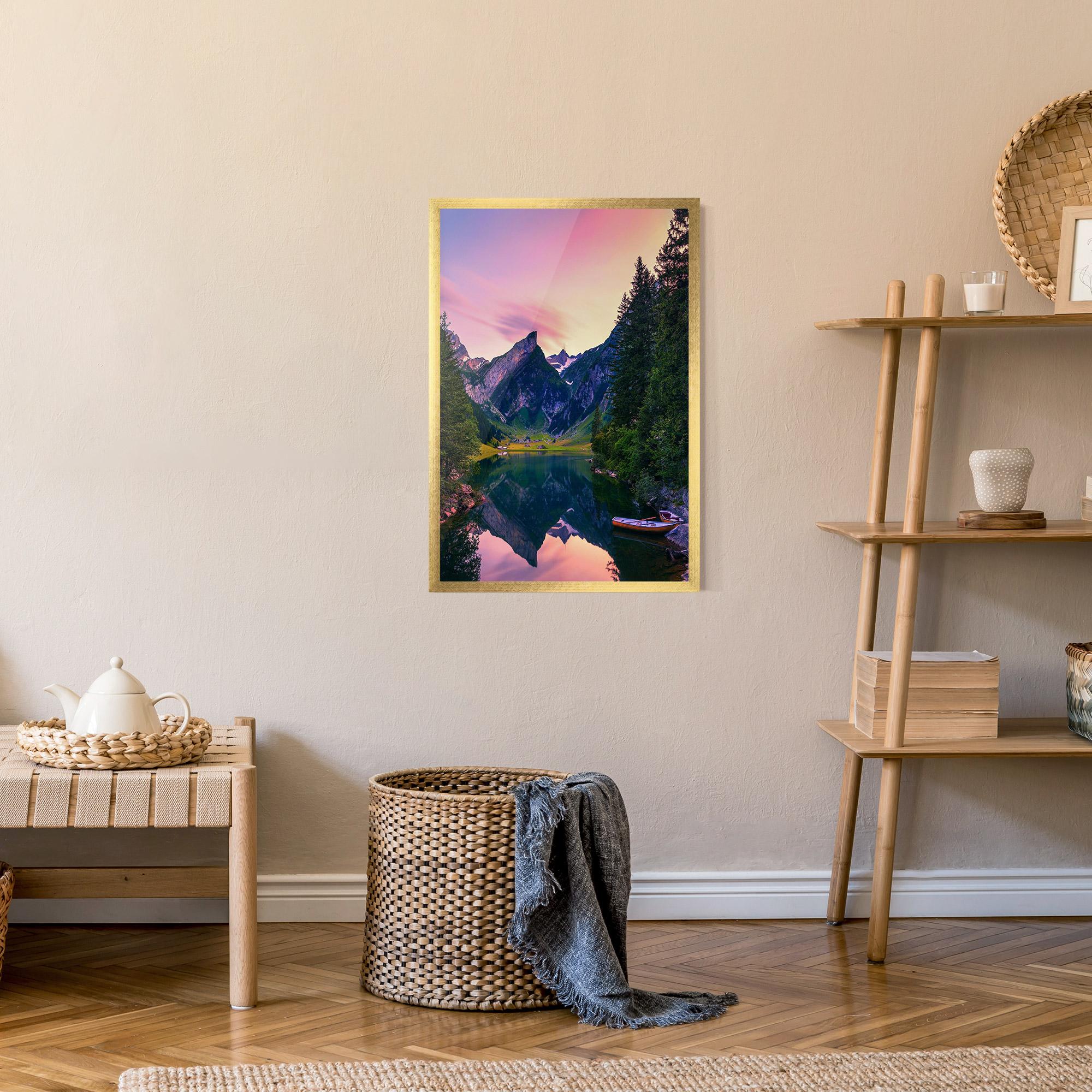 Poster Înrămat Purple Sunset Lake mockup 9