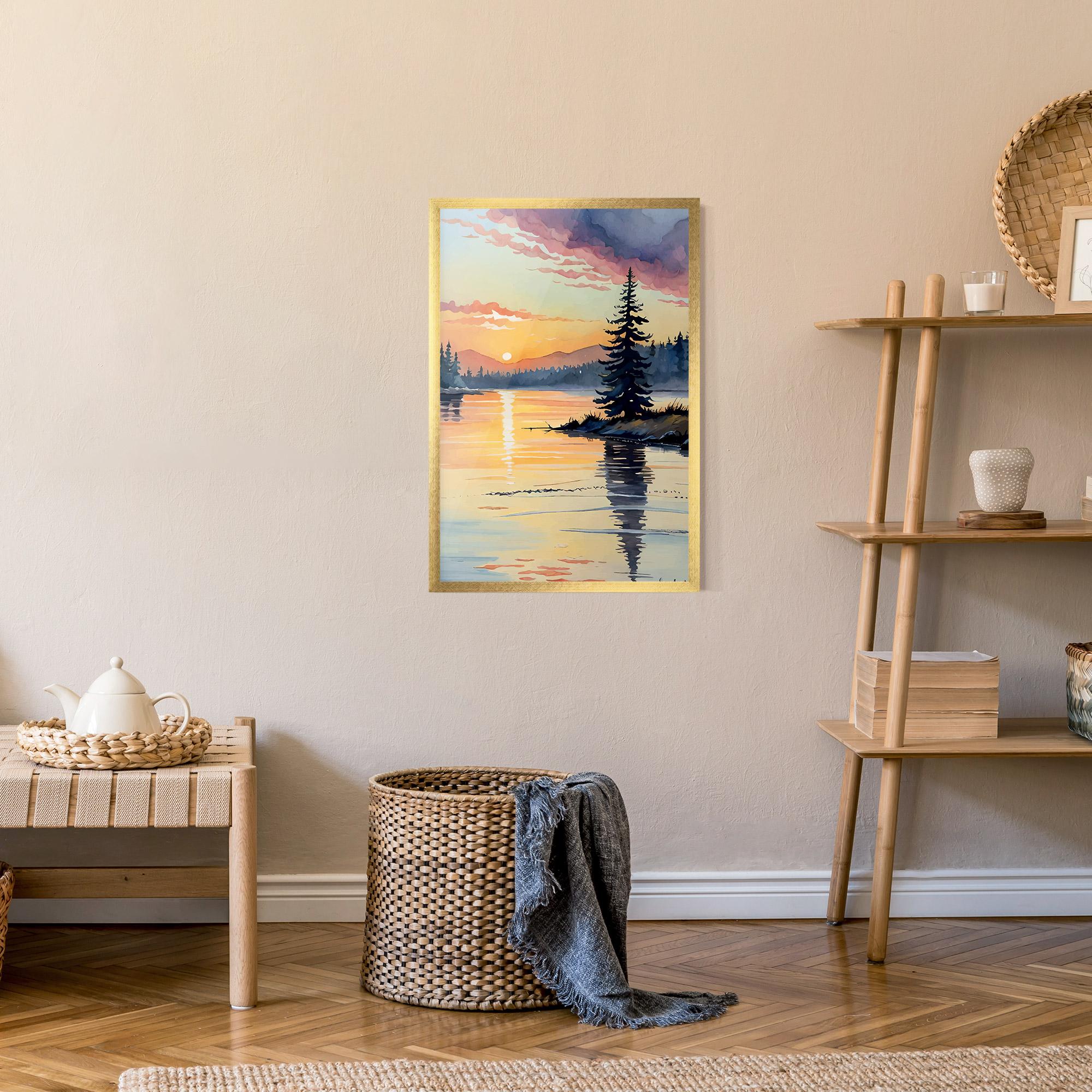 Poster Înrămat Tree Shadow Lake mockup 9