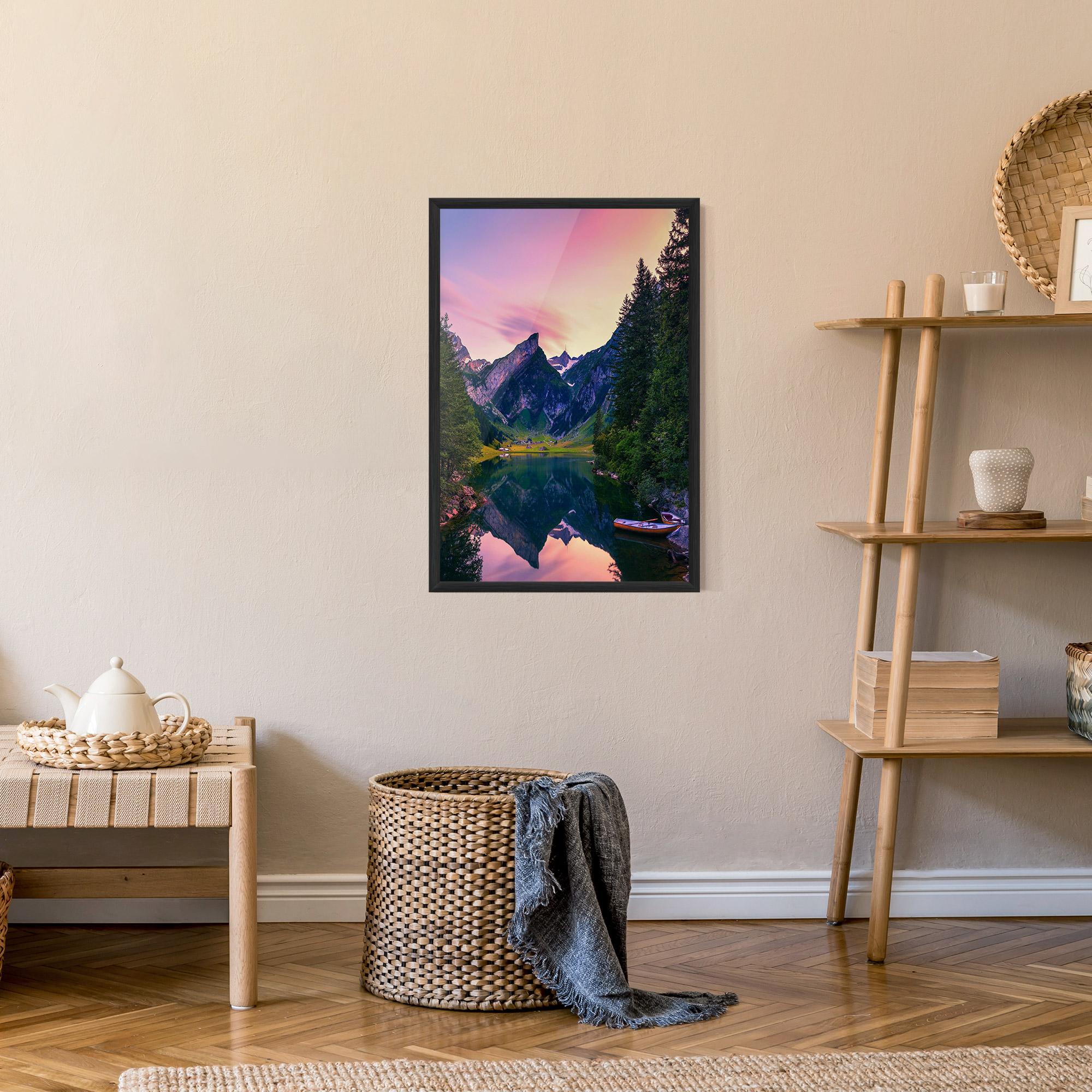 Poster Înrămat Purple Sunset Lake mockup 9