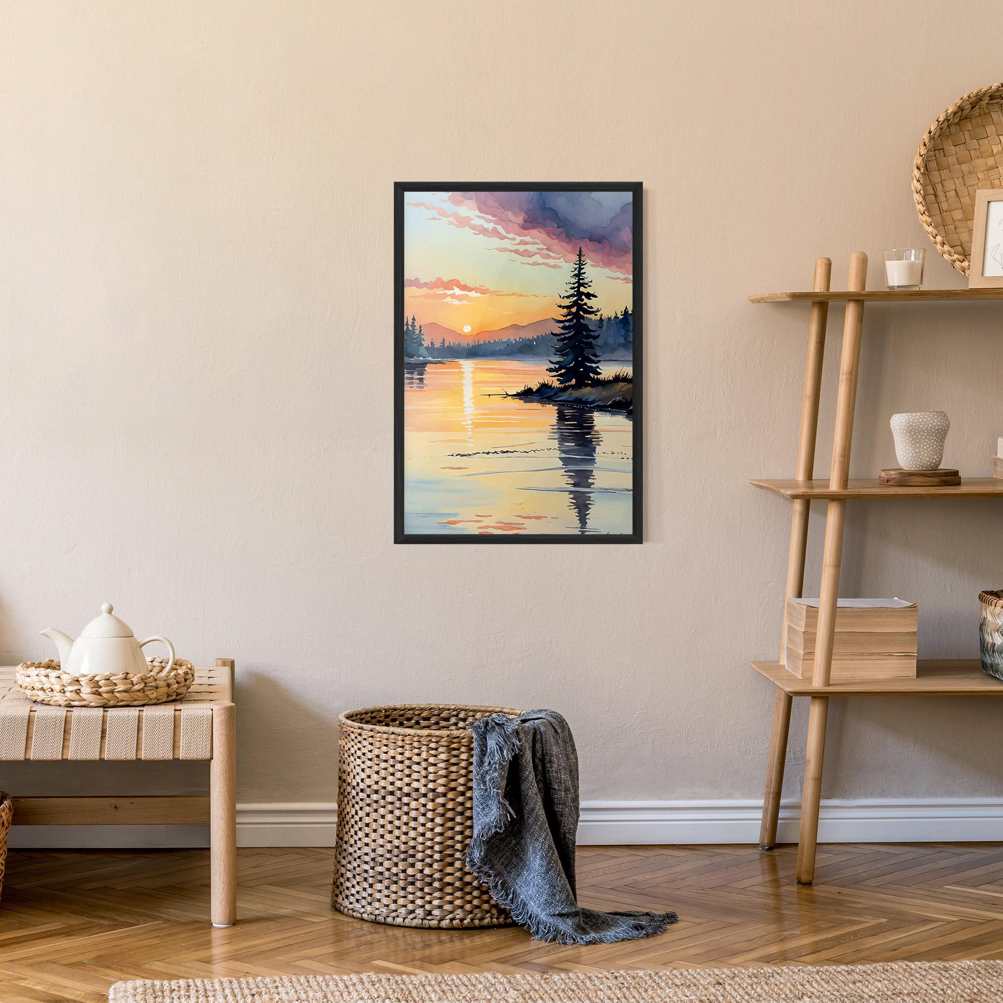 Poster Înrămat Tree Shadow Lake mockup 9