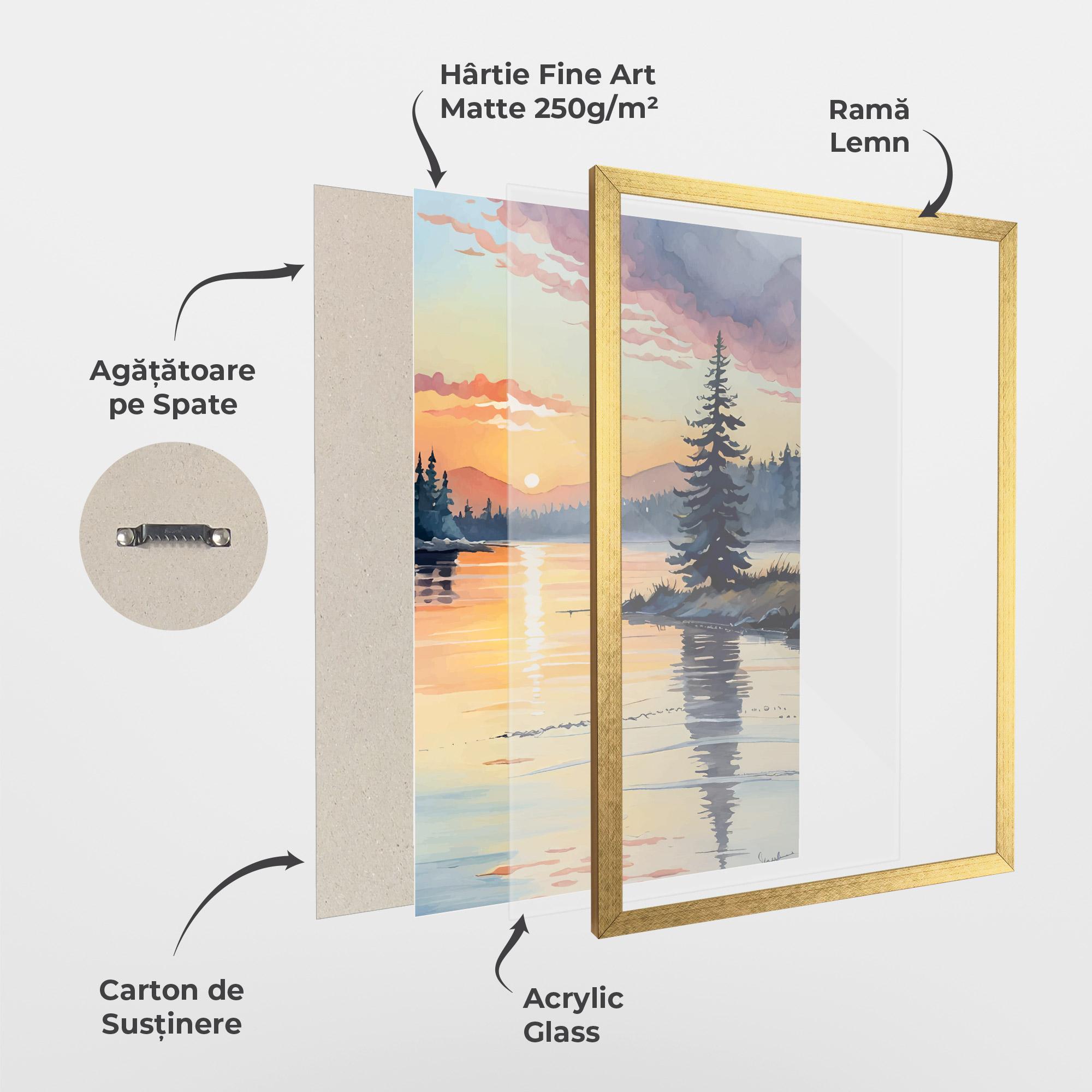 Poster Înrămat Tree Shadow Lake mockup 1