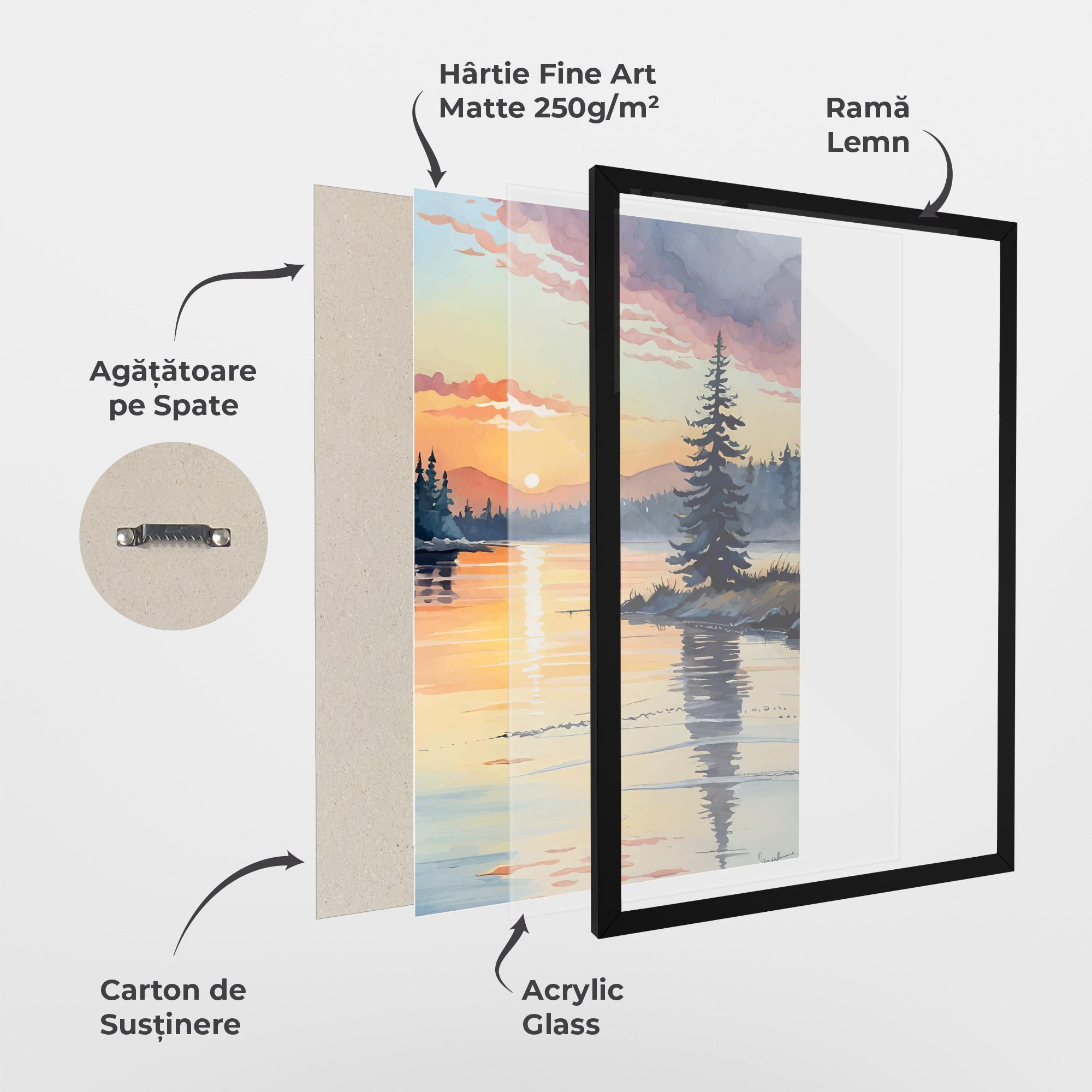 Poster Înrămat Tree Shadow Lake mockup 1