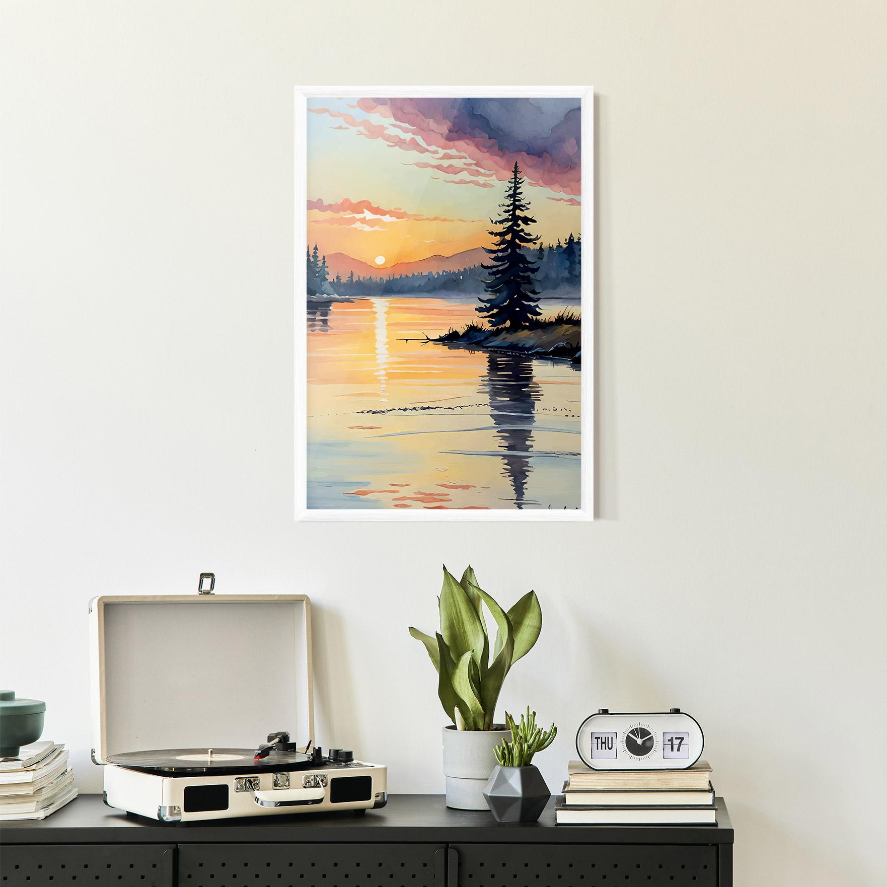 Poster Înrămat Tree Shadow Lake mockup 2