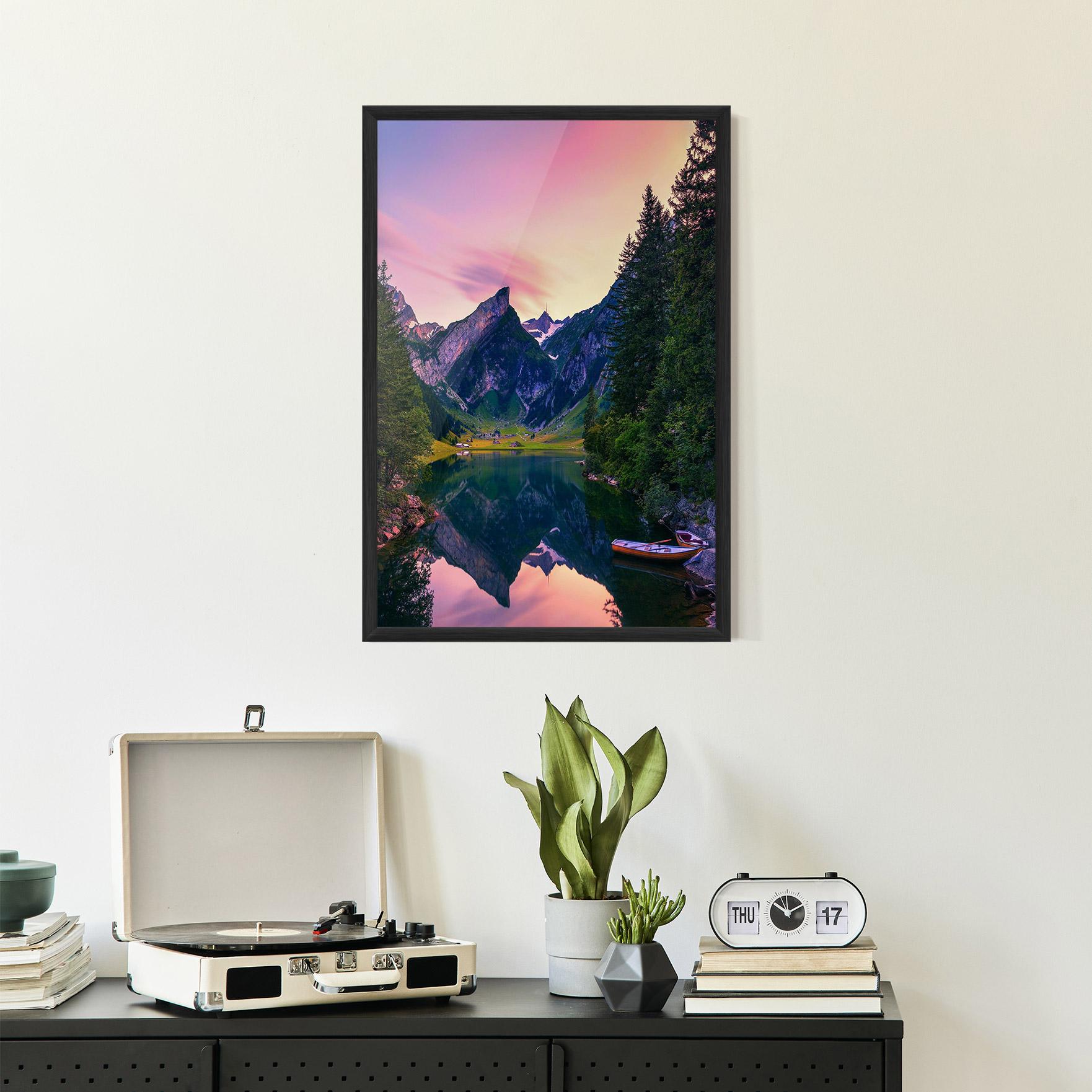 Poster Înrămat Purple Sunset Lake mockup 2