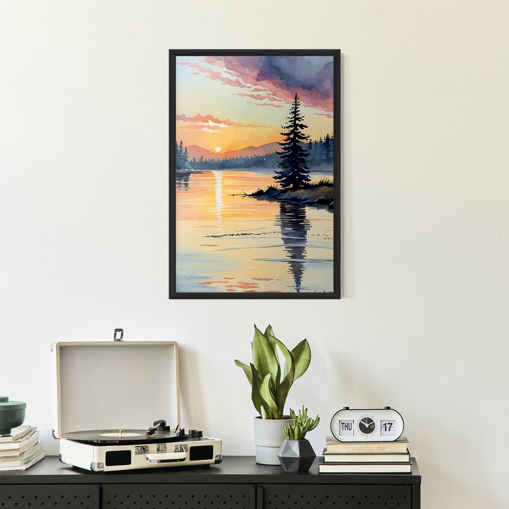 Poster Înrămat Tree Shadow Lake mockup 2