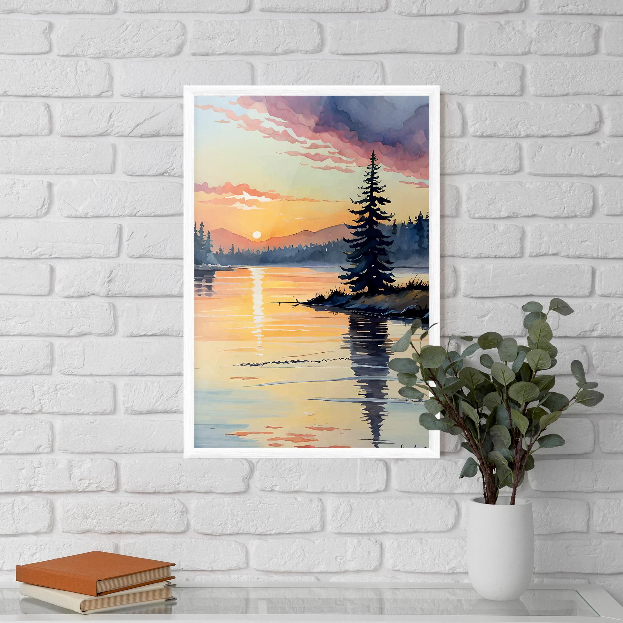 Poster Înrămat Tree Shadow Lake mockup 5