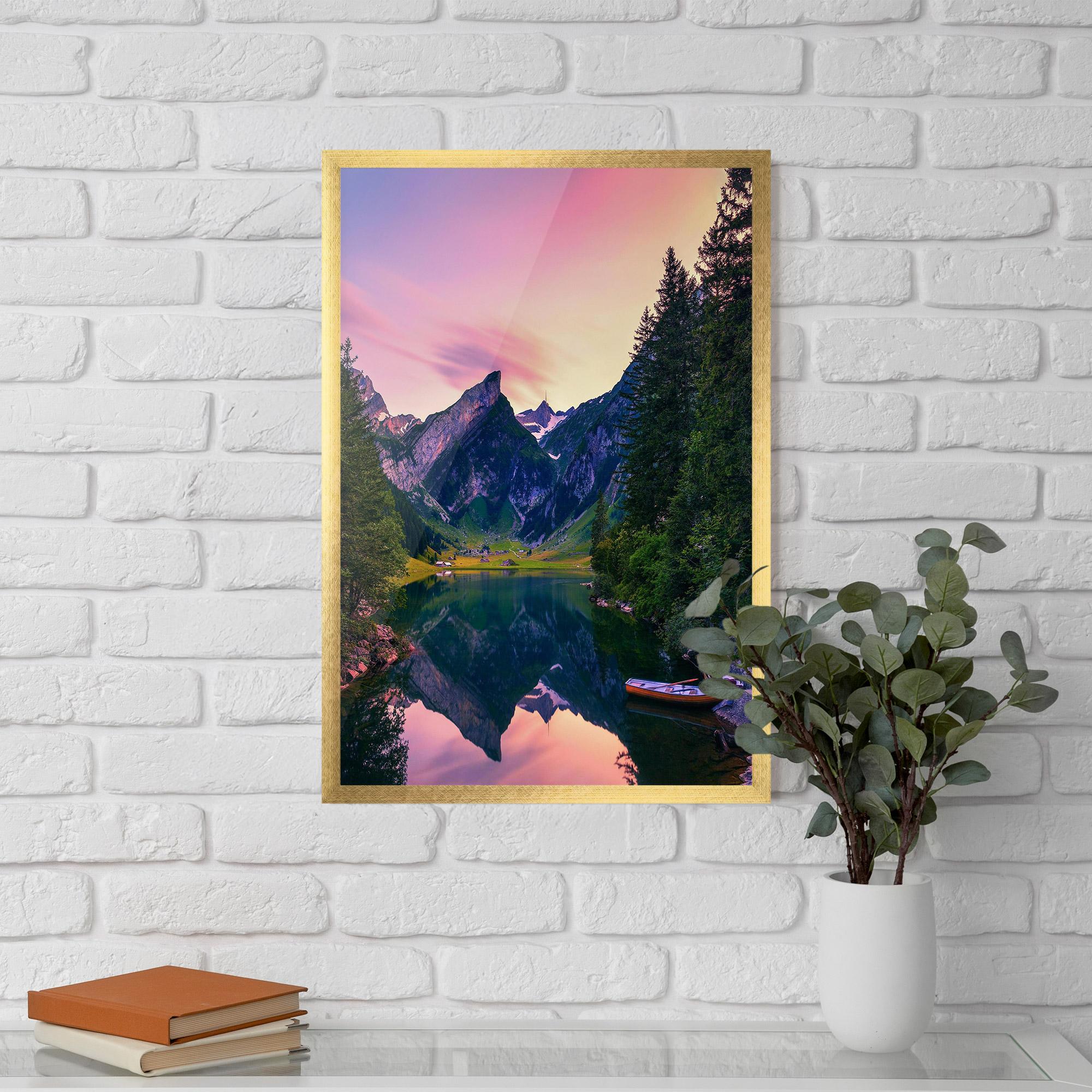 Poster Înrămat Purple Sunset Lake mockup 5