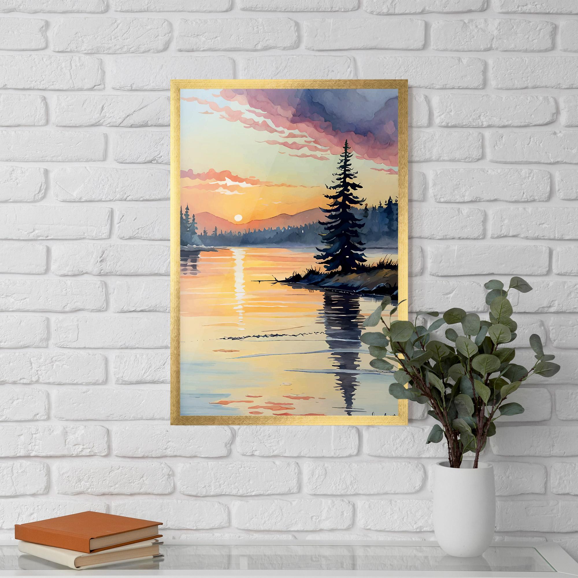 Poster Înrămat Tree Shadow Lake mockup 5