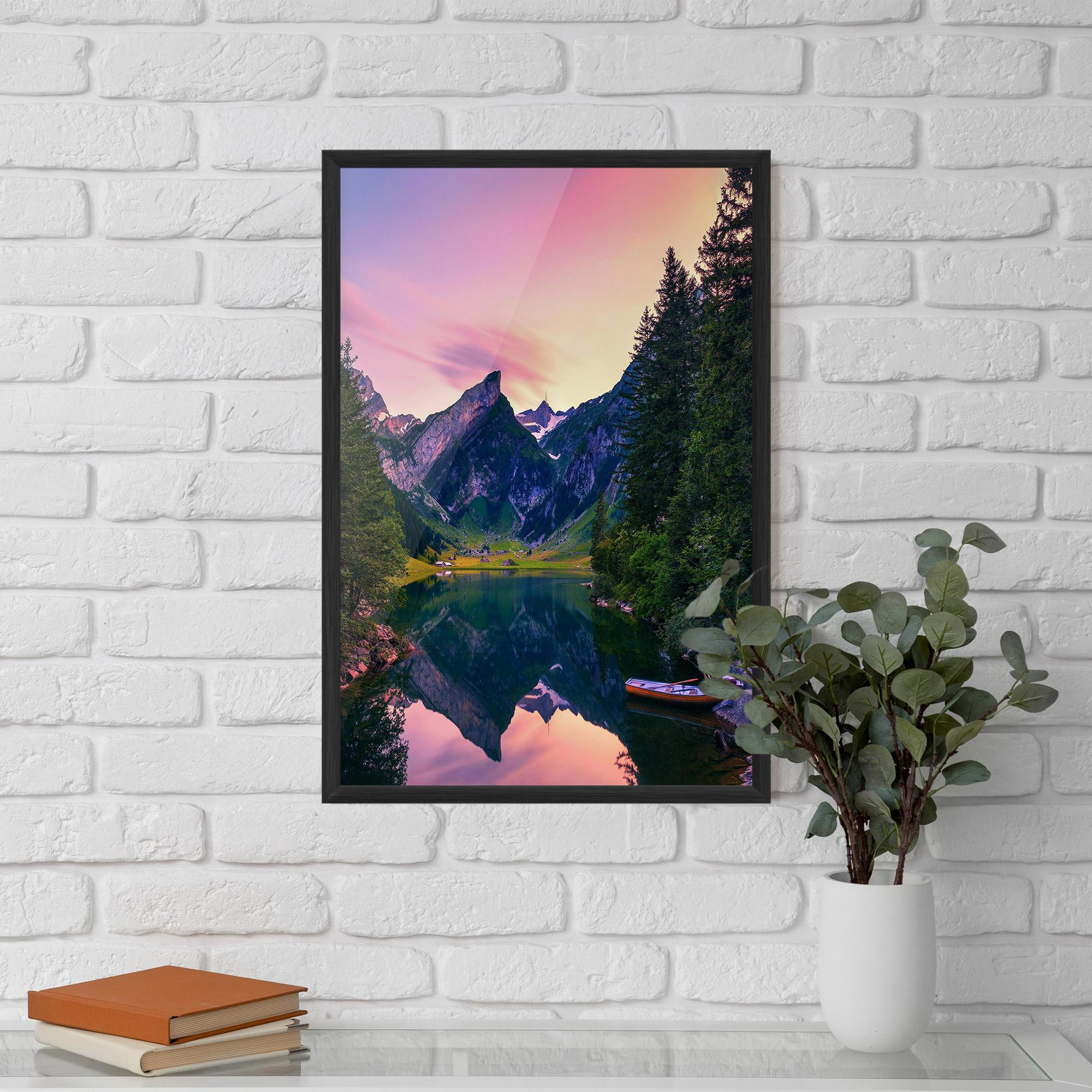 Poster Înrămat Purple Sunset Lake mockup 5