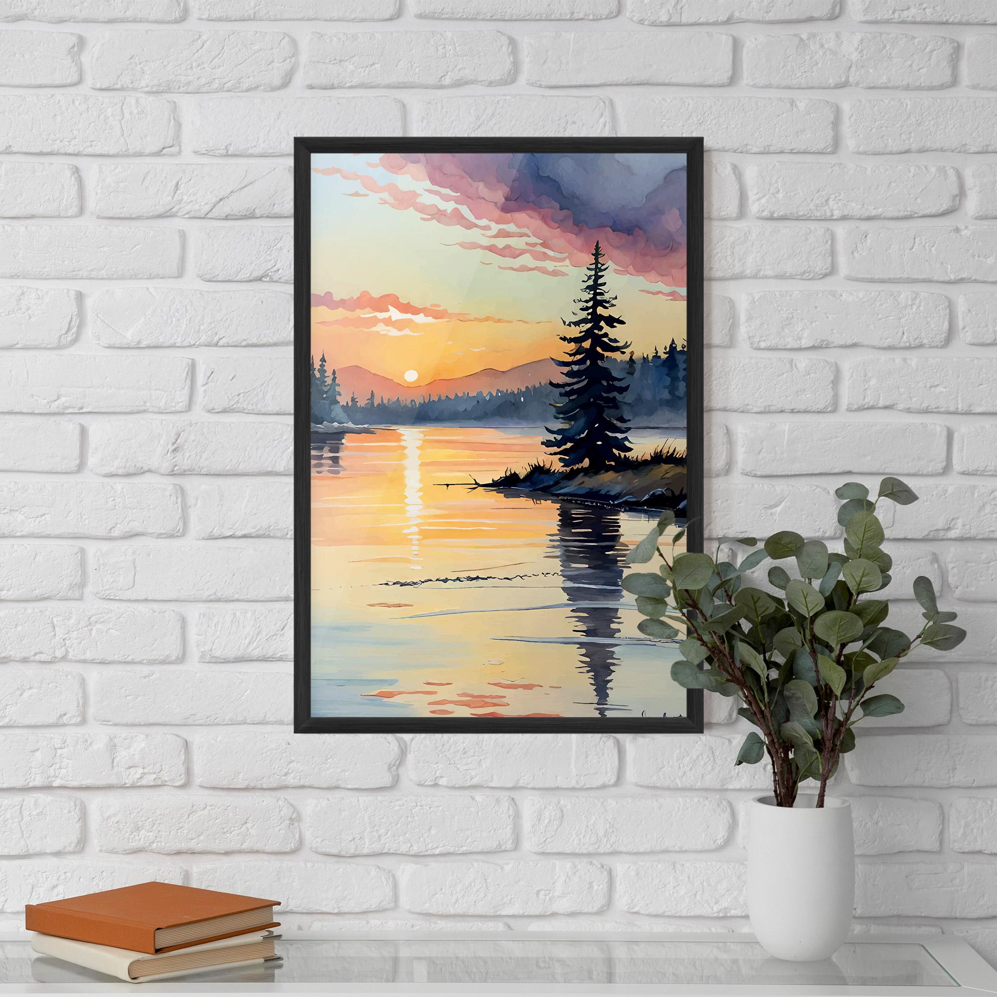 Poster Înrămat Tree Shadow Lake mockup 5