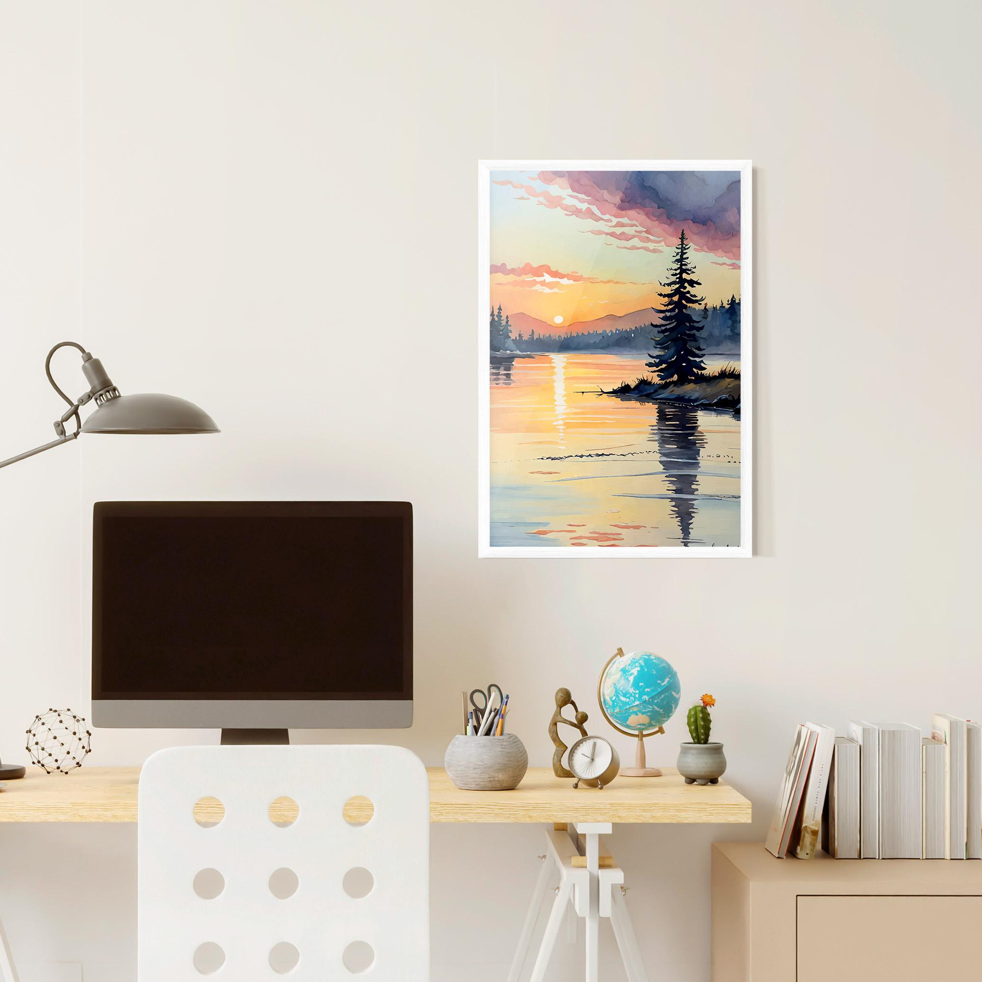 Poster Înrămat Tree Shadow Lake mockup 6