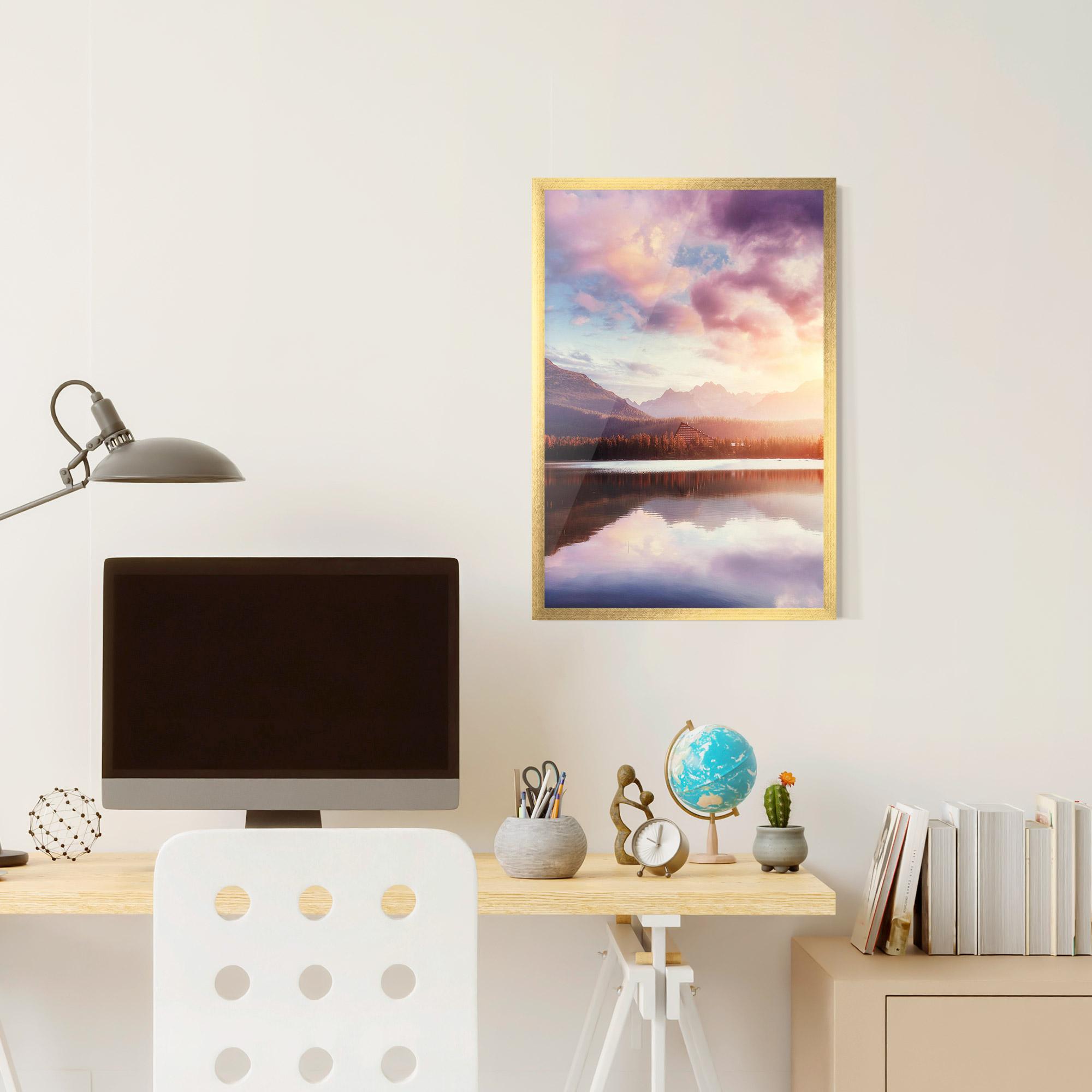 Poster Înrămat Orange Lake Light mockup 6