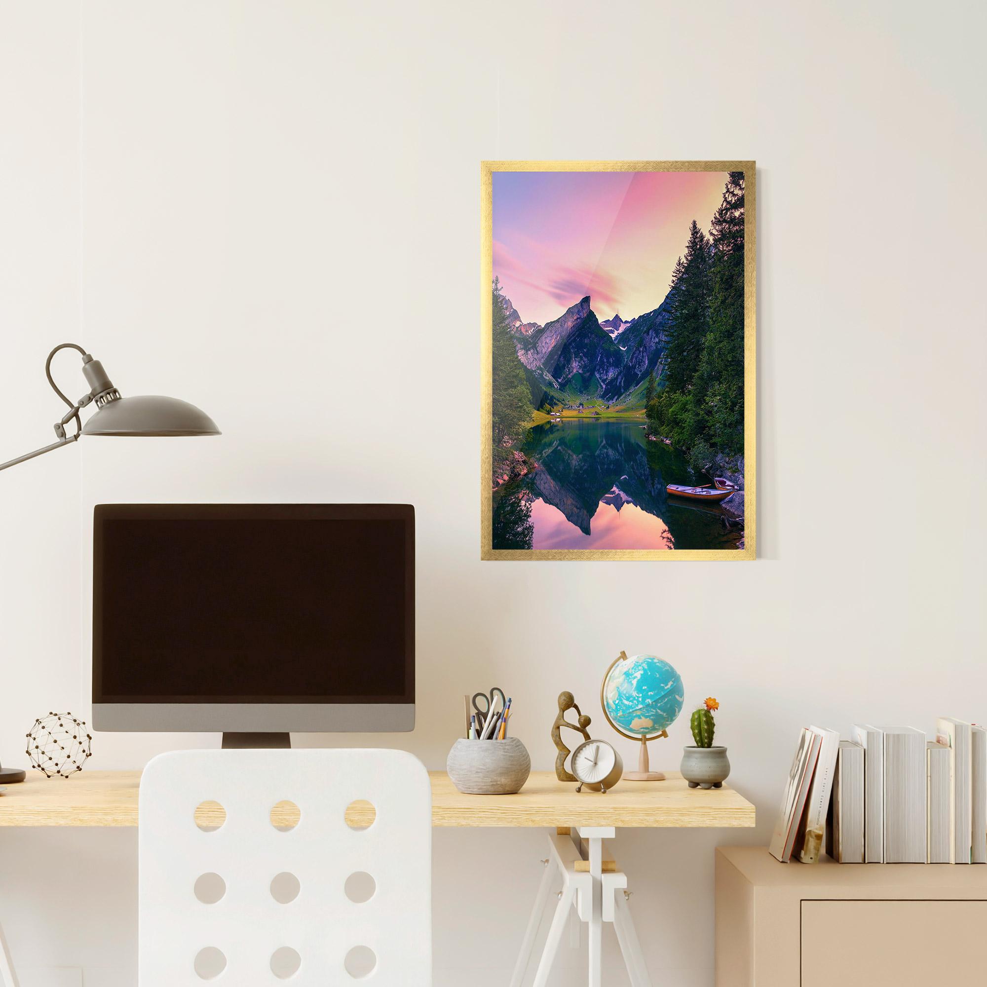 Poster Înrămat Purple Sunset Lake mockup 6