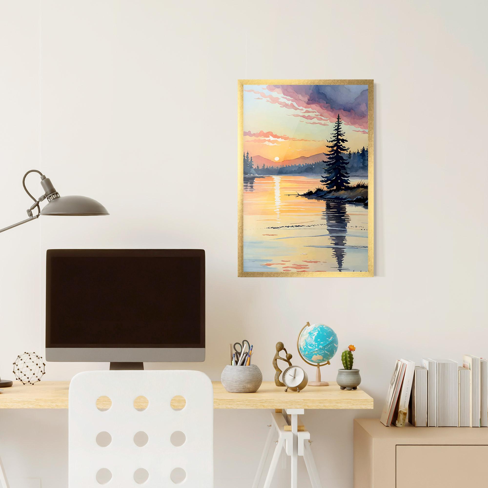 Poster Înrămat Tree Shadow Lake mockup 6