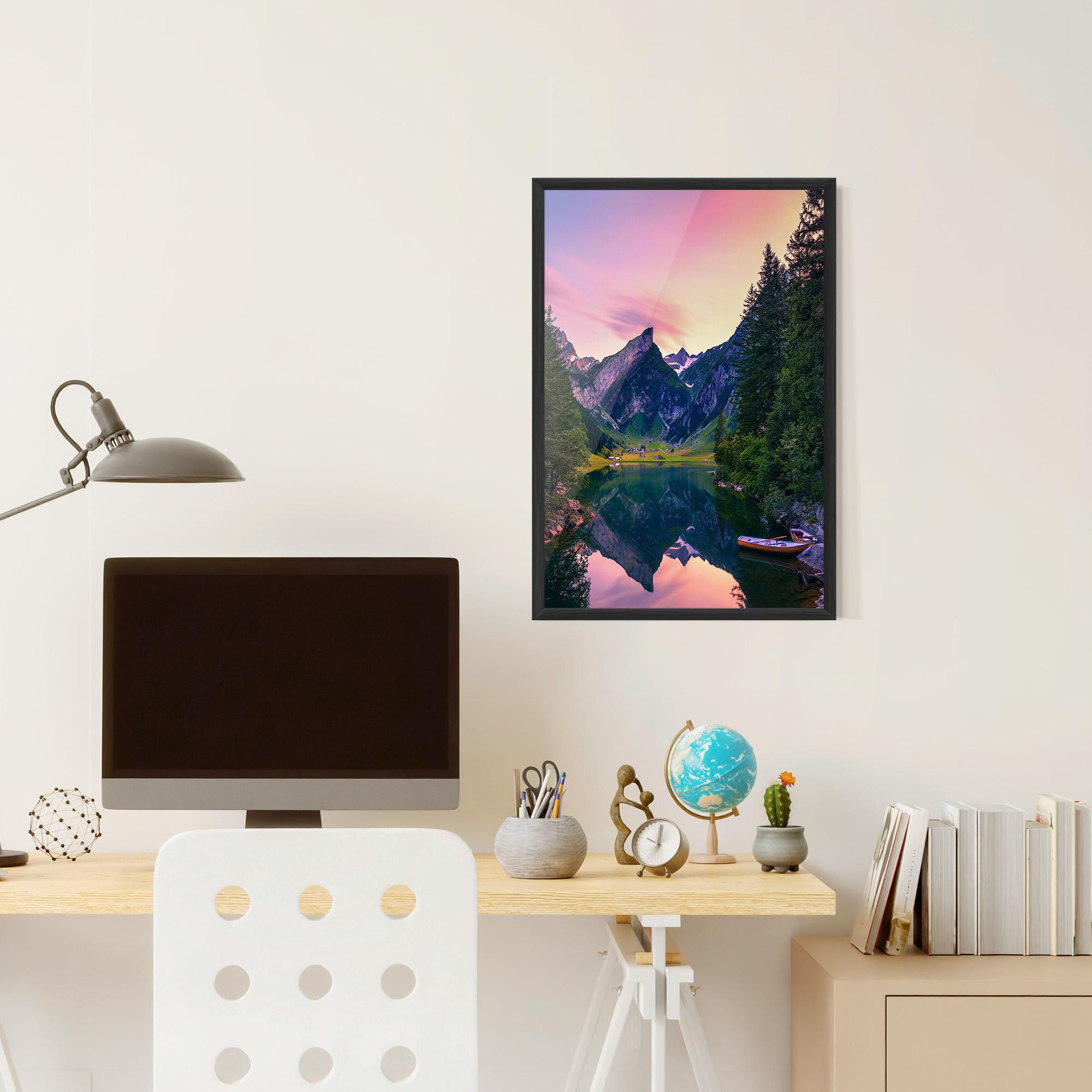 Poster Înrămat Purple Sunset Lake mockup 6