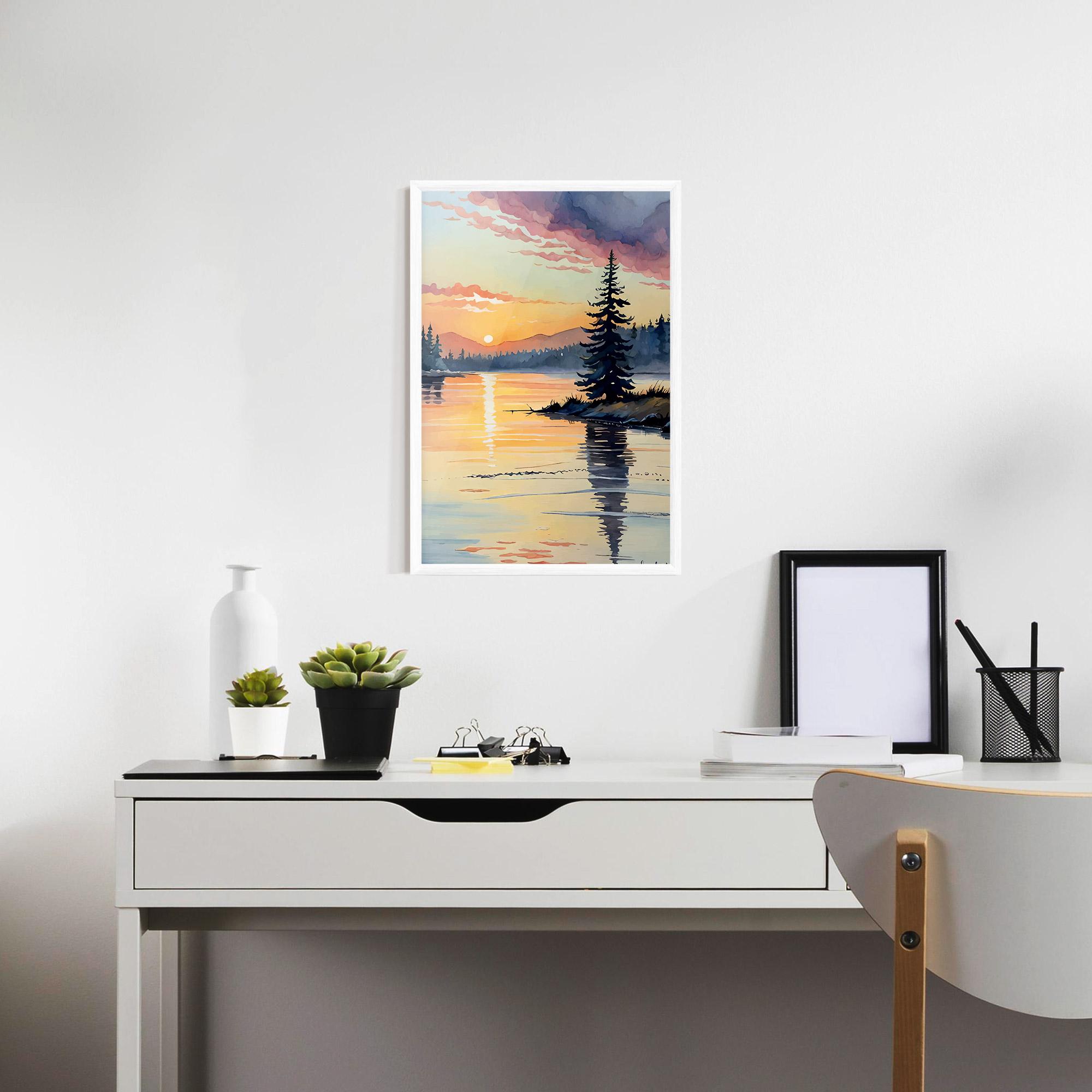 Poster Înrămat Tree Shadow Lake mockup 7