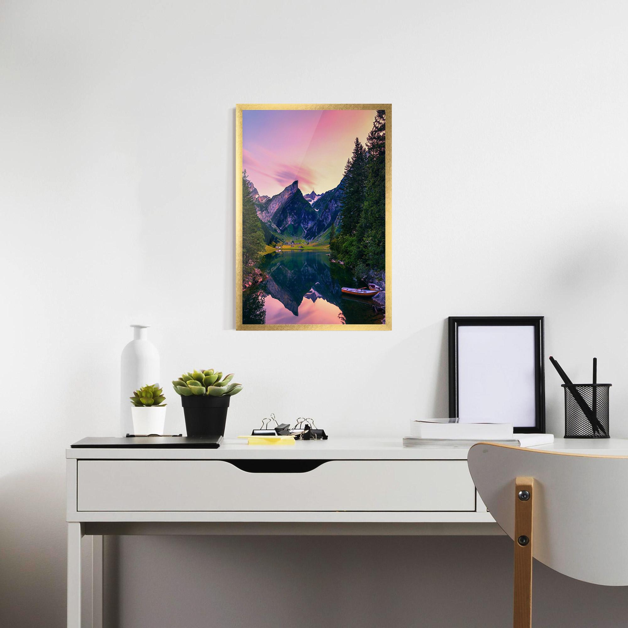 Poster Înrămat Purple Sunset Lake mockup 7