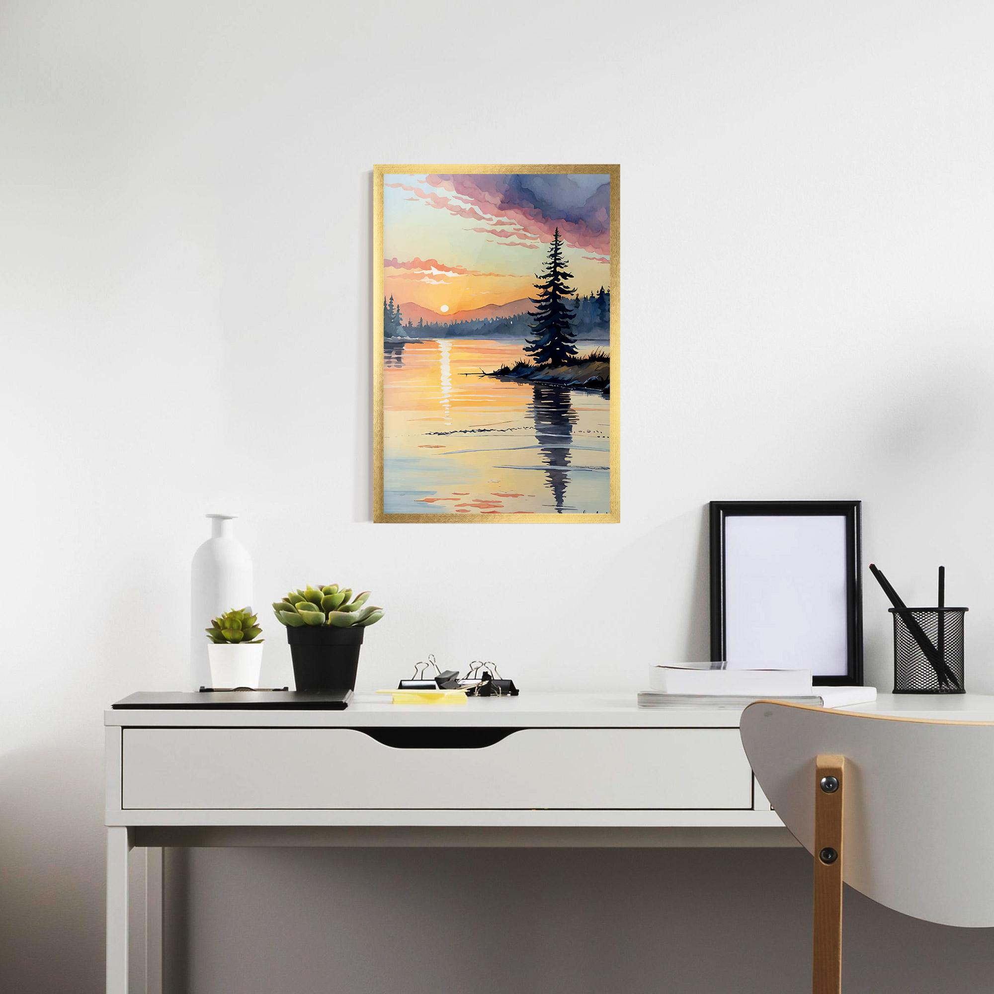 Poster Înrămat Tree Shadow Lake mockup 7