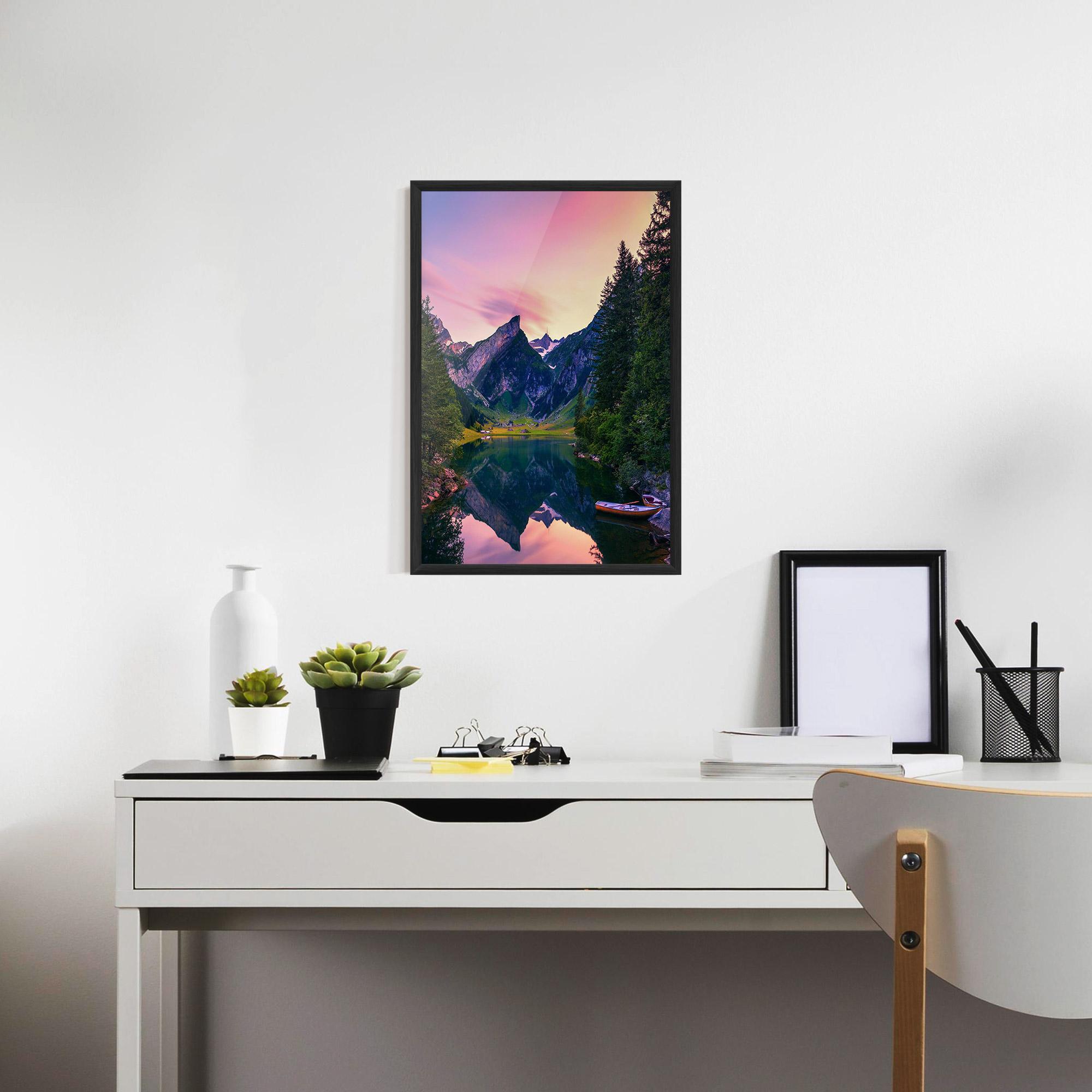 Poster Înrămat Purple Sunset Lake mockup 7