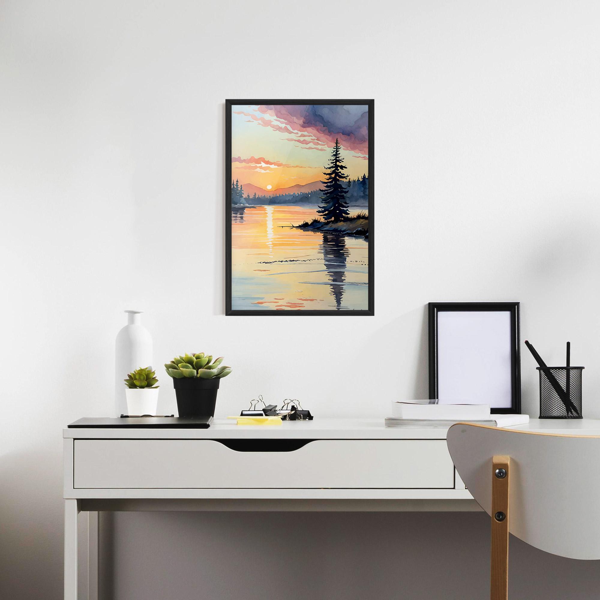 Poster Înrămat Tree Shadow Lake mockup 7