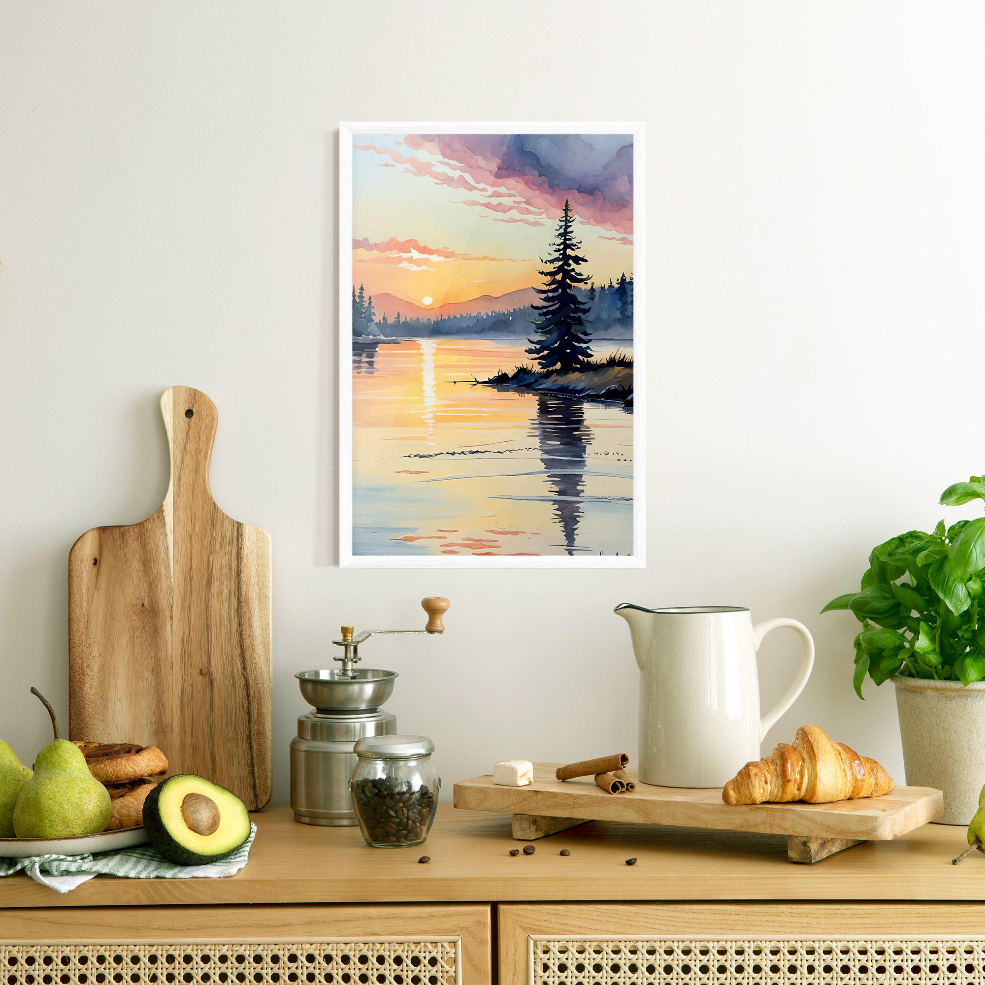 Poster Înrămat Tree Shadow Lake mockup 8