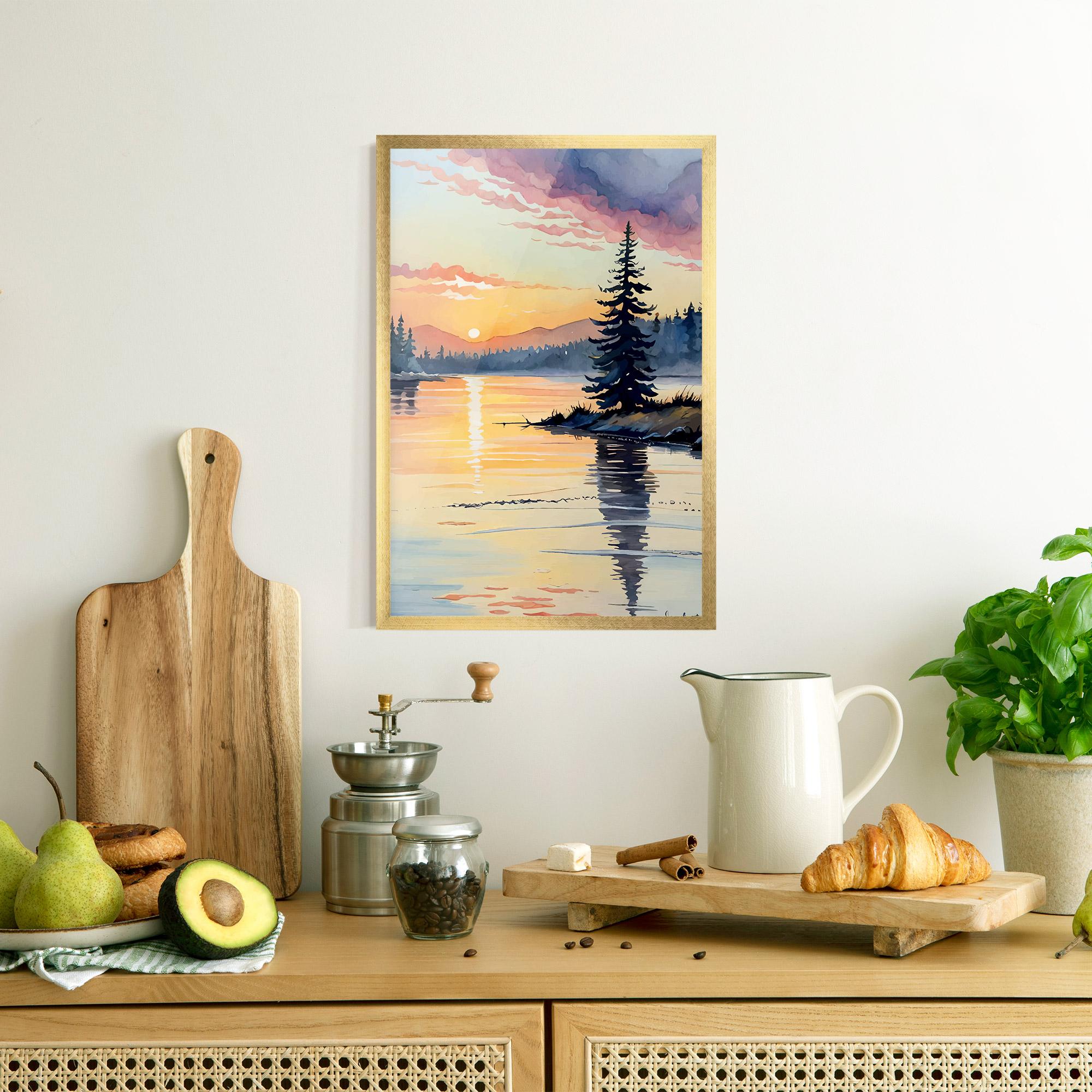 Poster Înrămat Tree Shadow Lake mockup 8