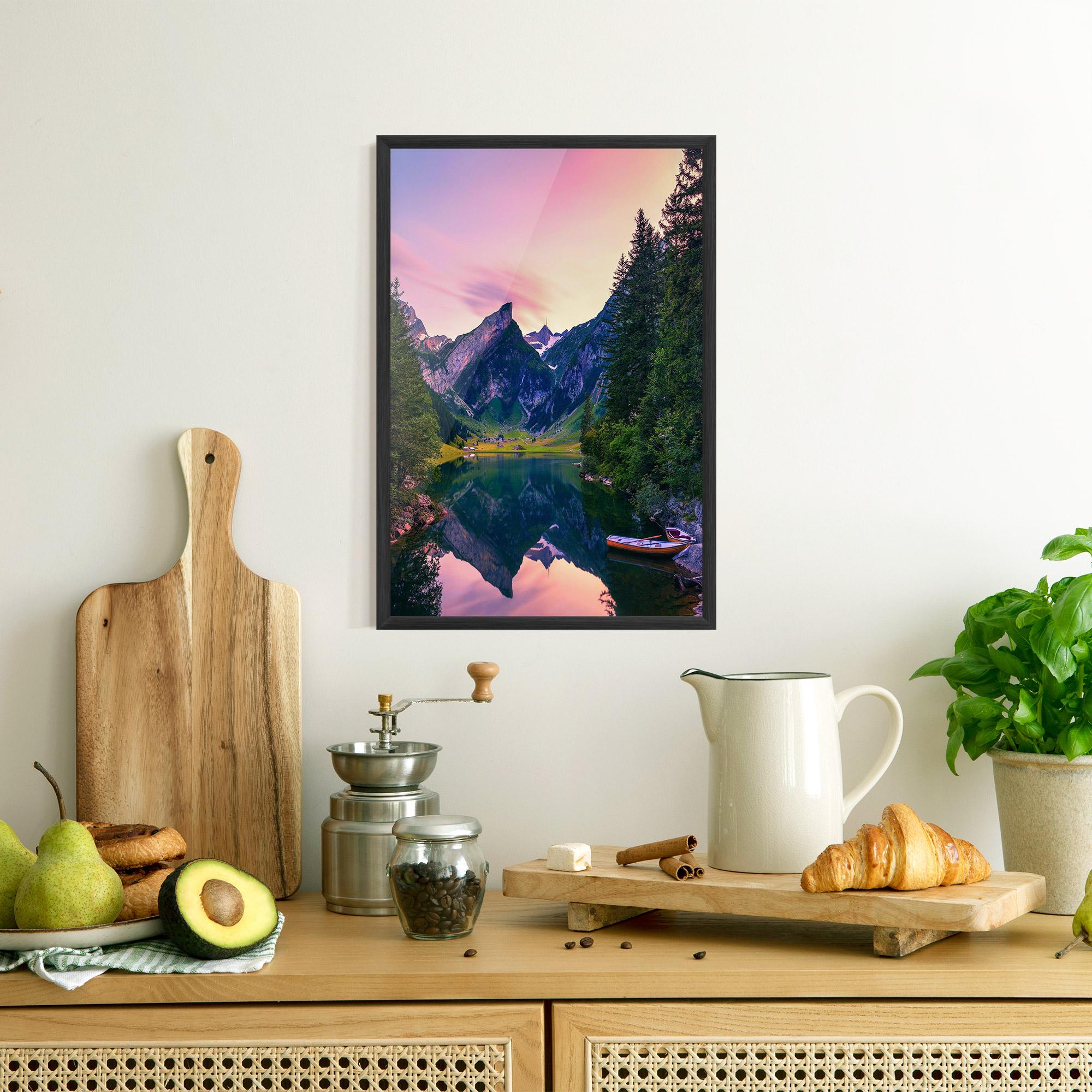 Poster Înrămat Purple Sunset Lake mockup 8