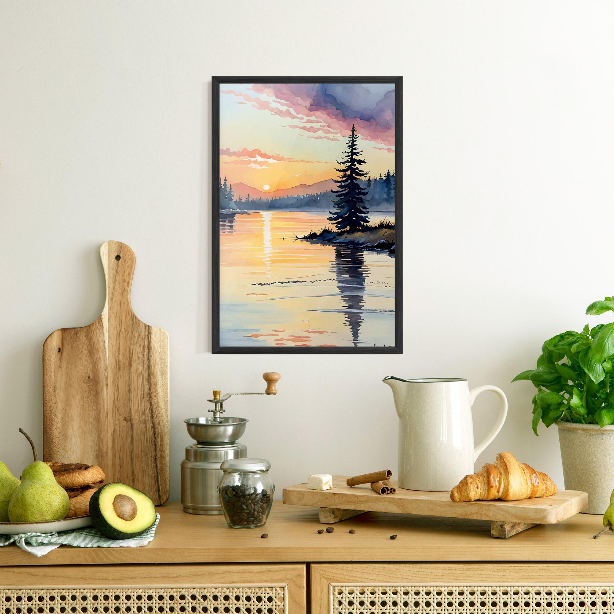 Poster Înrămat Tree Shadow Lake mockup 8