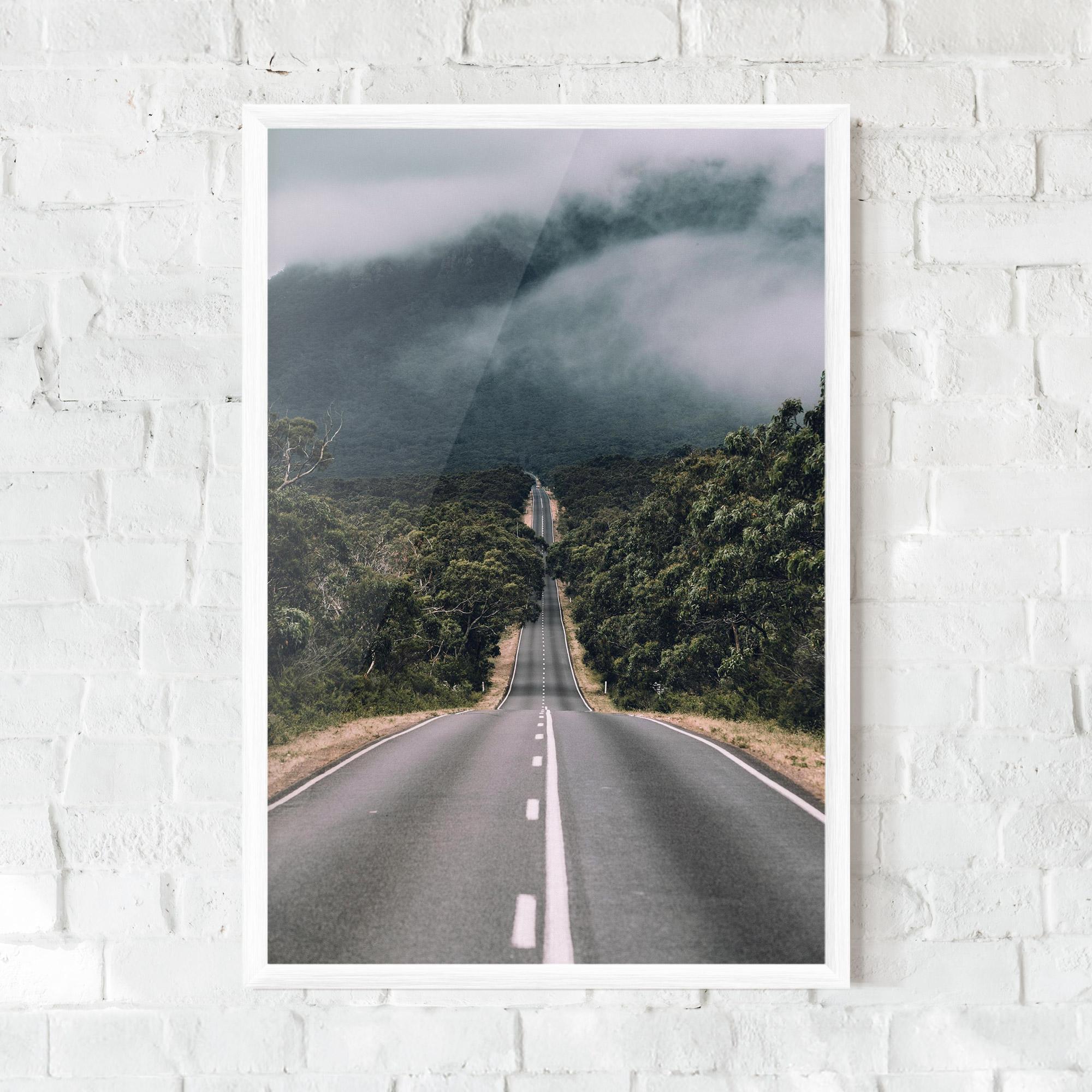 Poster Înrămat Forest Driving Road mockup 0