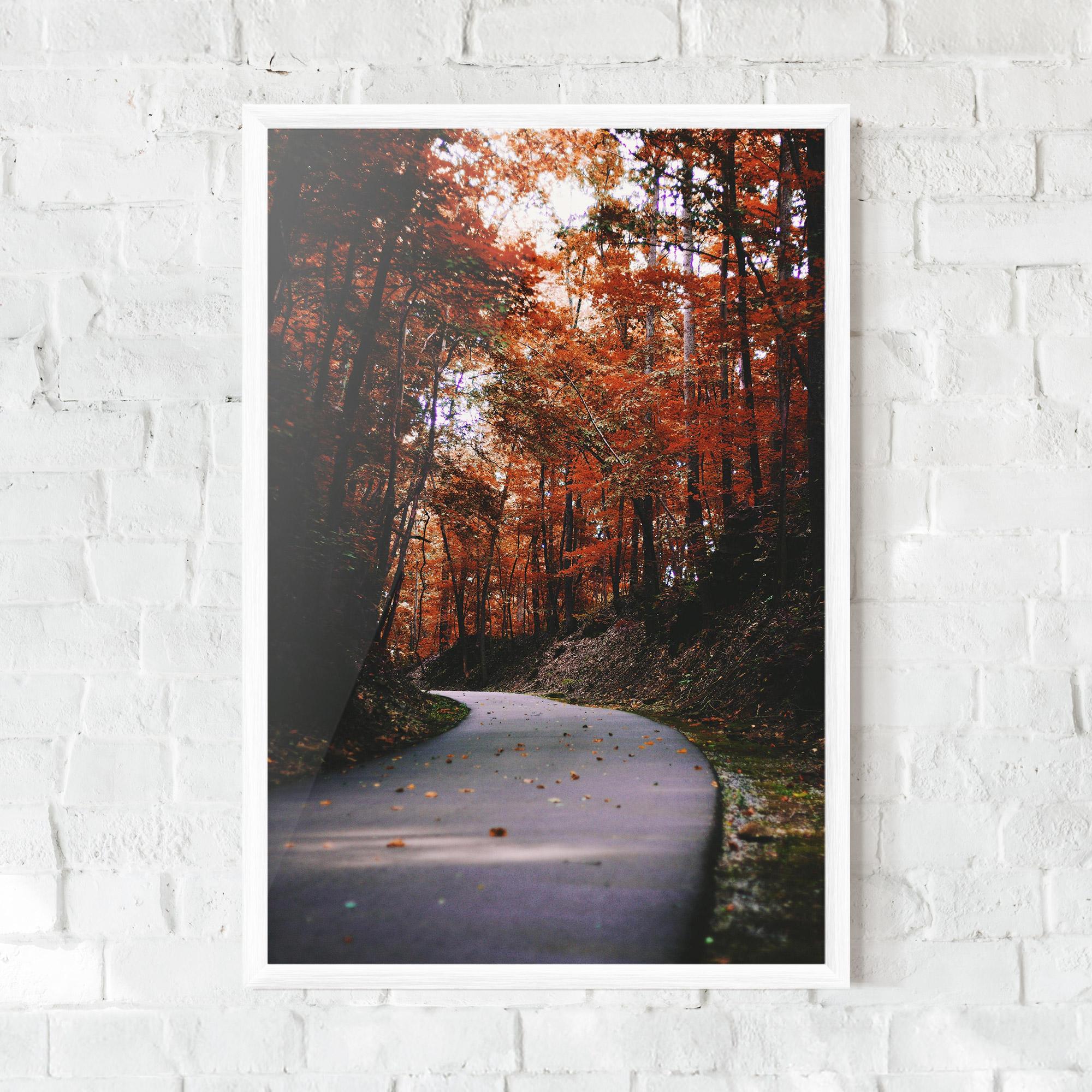 Poster Înrămat Red Trees Road mockup 0