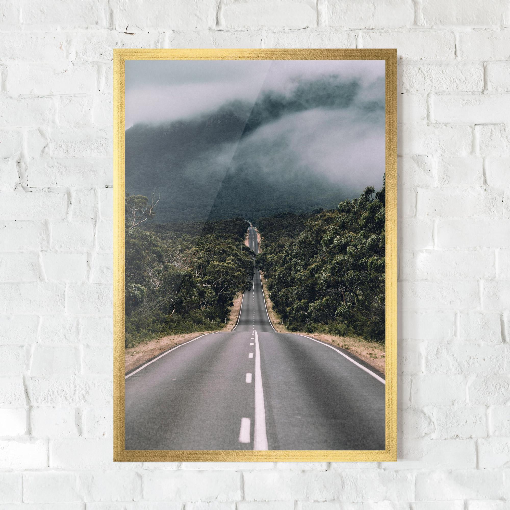 Poster Înrămat Forest Driving Road mockup 0