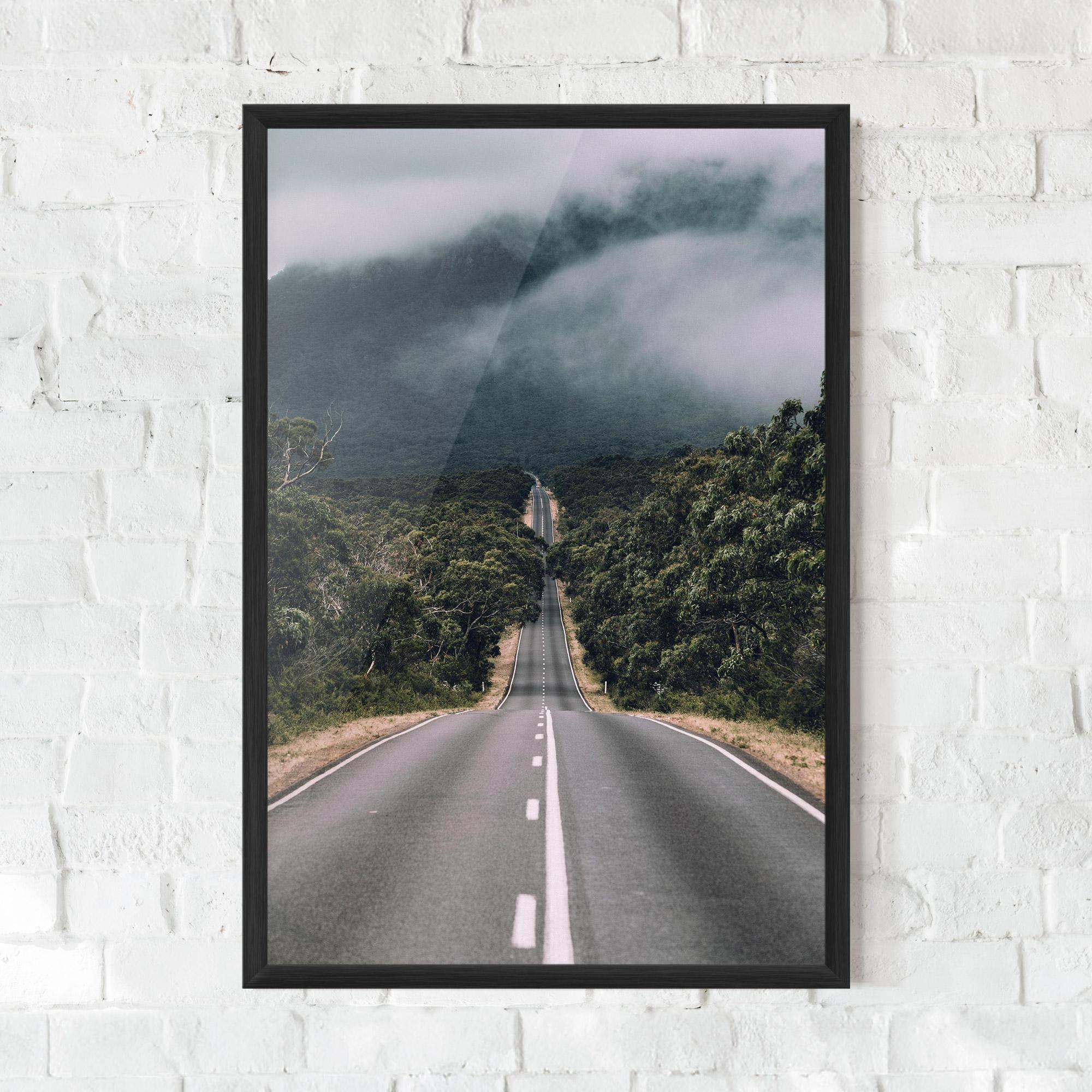Poster Înrămat Forest Driving Road mockup 0