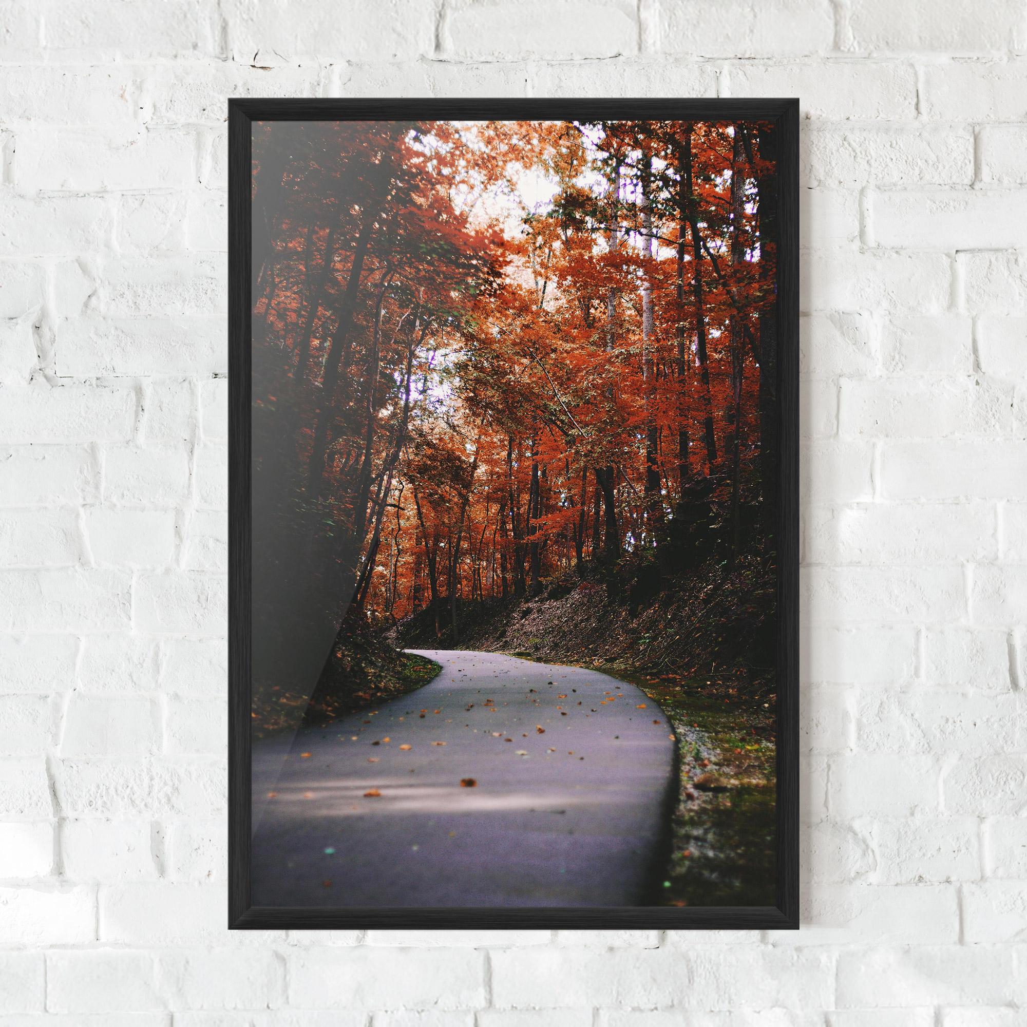 Poster Înrămat Red Trees Road mockup 0