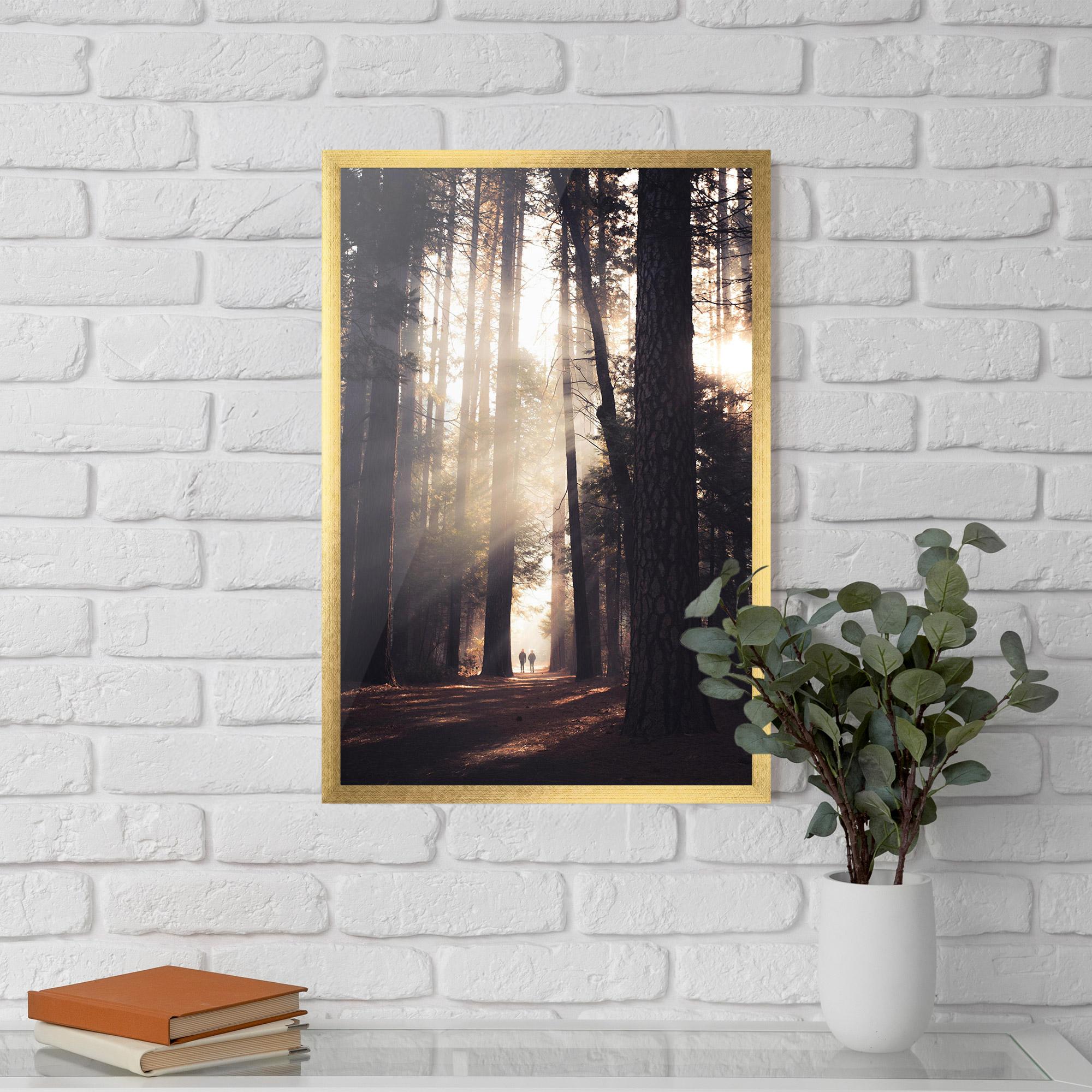 Poster Înrămat Foggy Couple Forest mockup 5