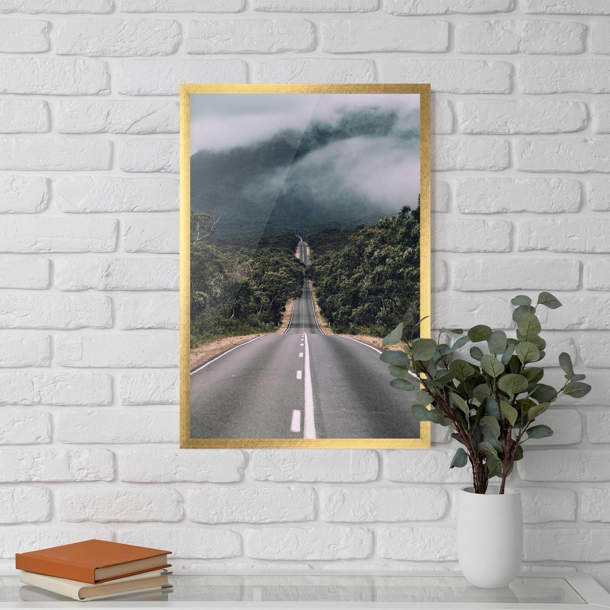 Poster Înrămat Forest Driving Road mockup 5